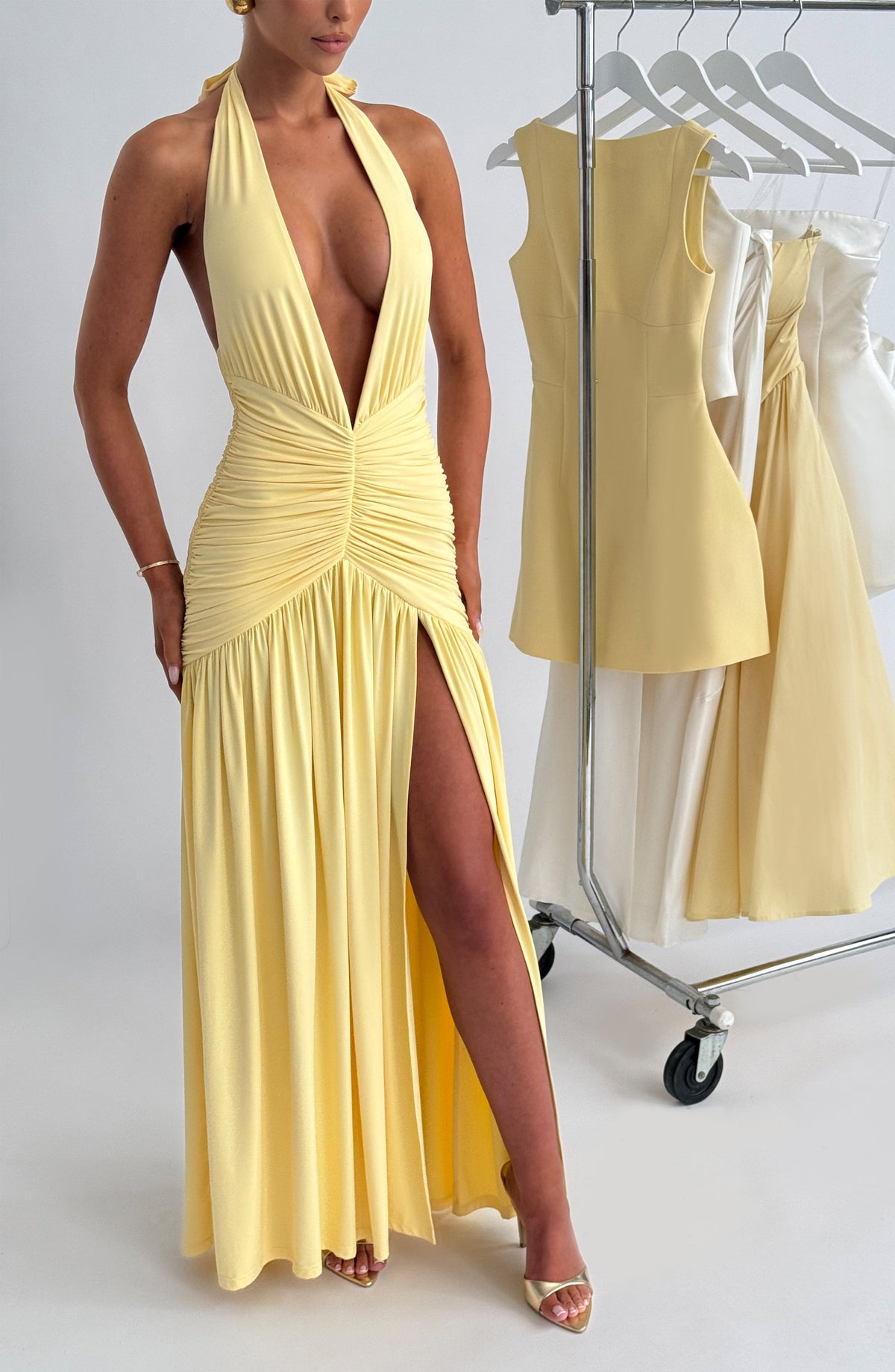 Melania Maxi Elbise - Limon