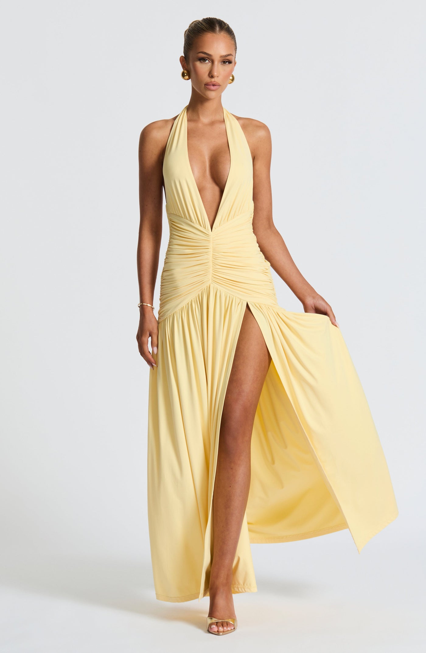 Melania Maxi Elbise - Limon