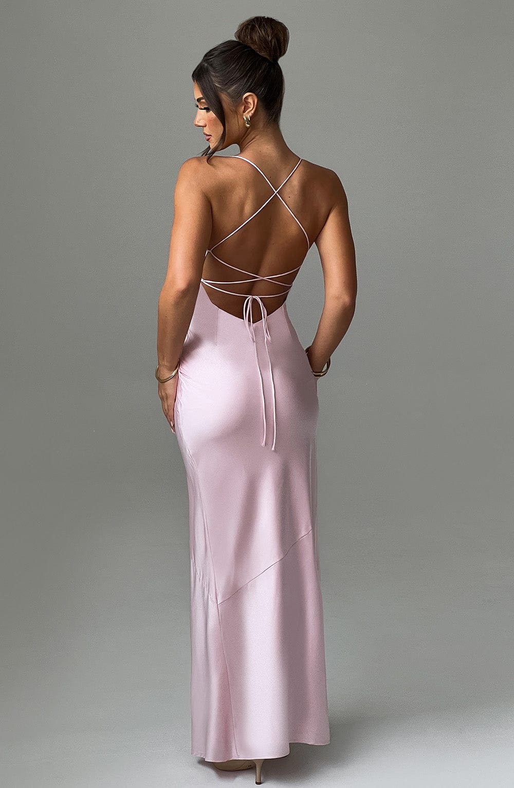 Misha Maxi Elbise - Pudra Pembesi