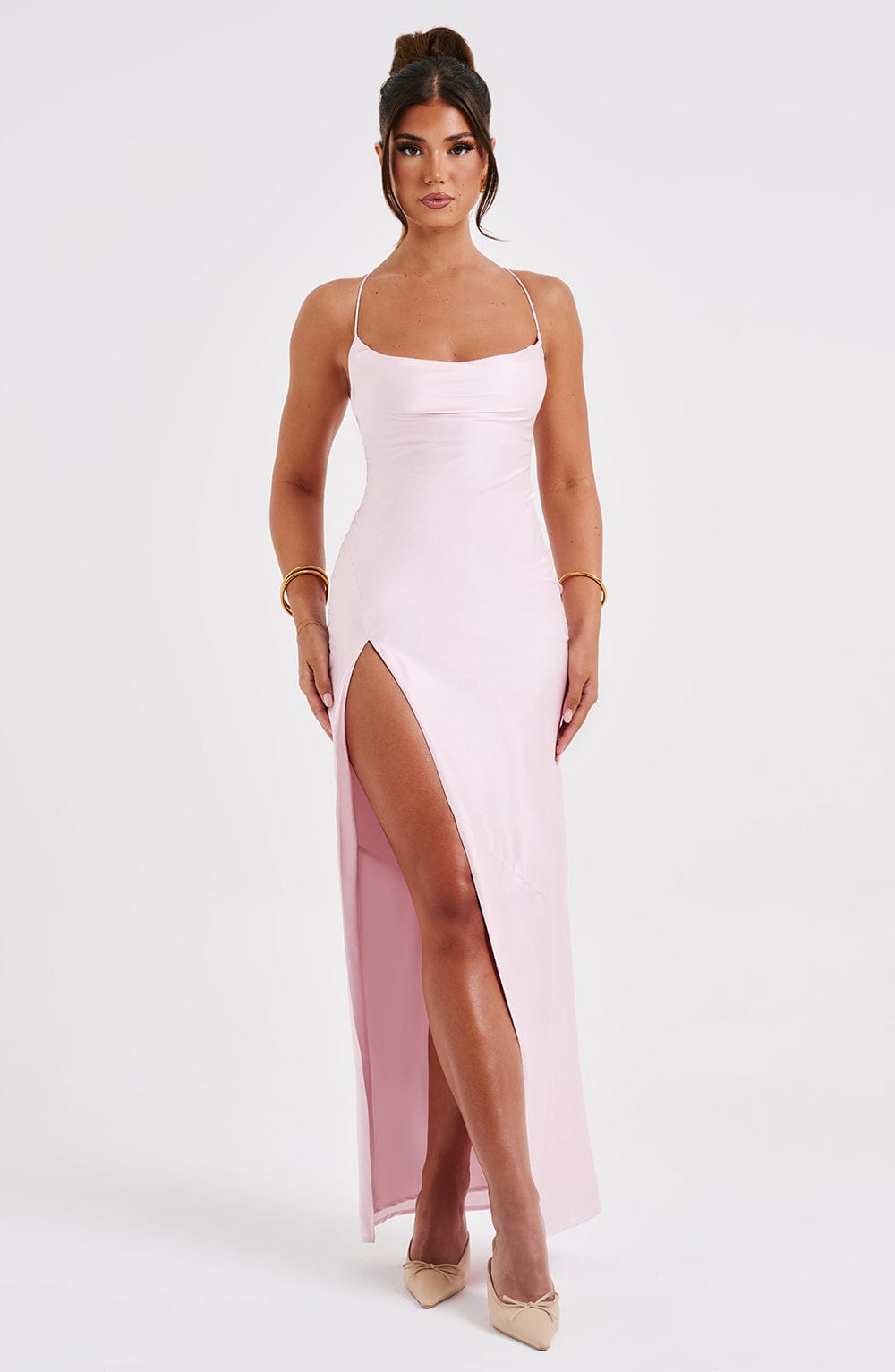 Misha Maxi Elbise - Pudra Pembesi