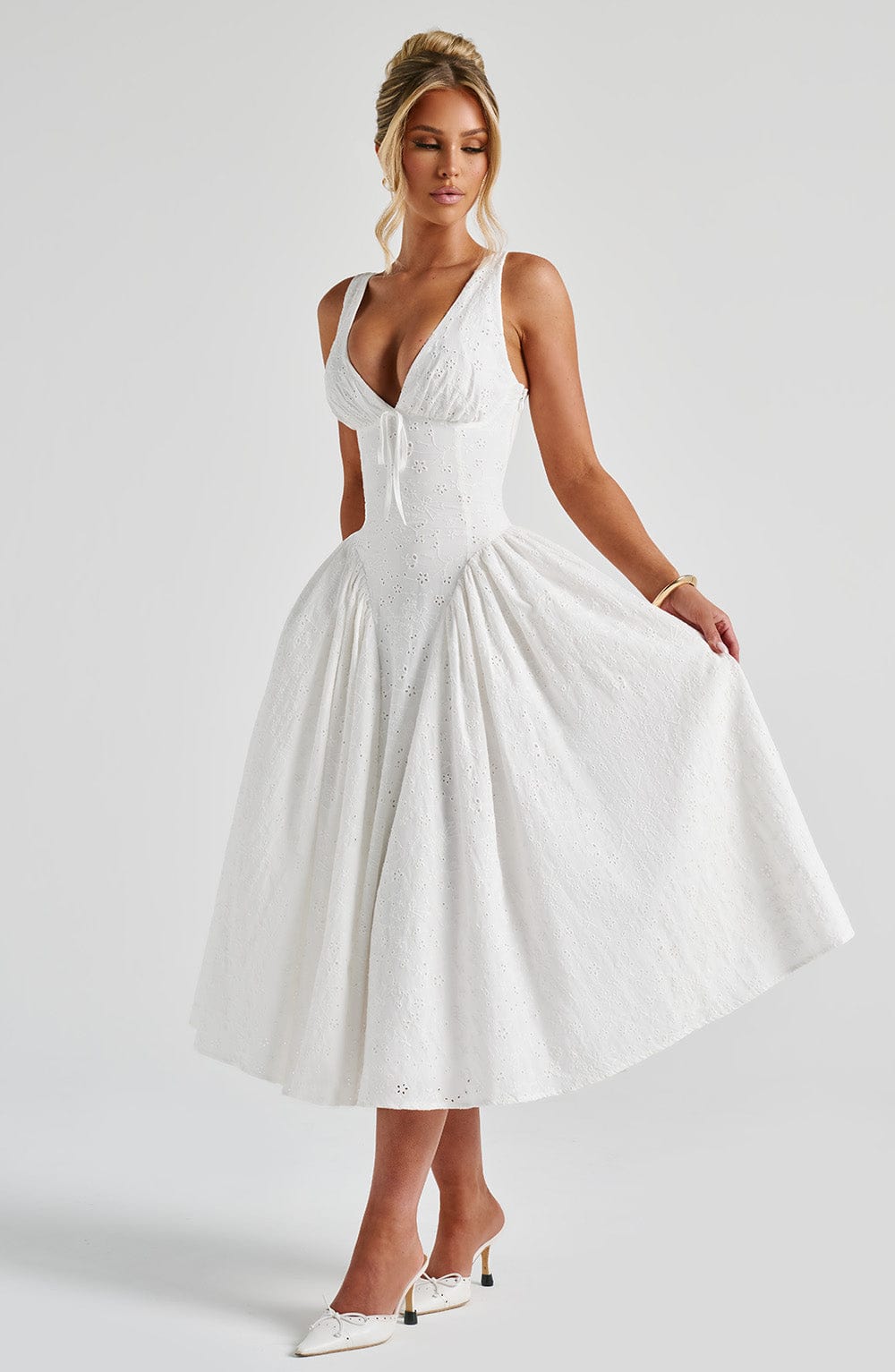 Monroe Midi Elbise - Fildişi