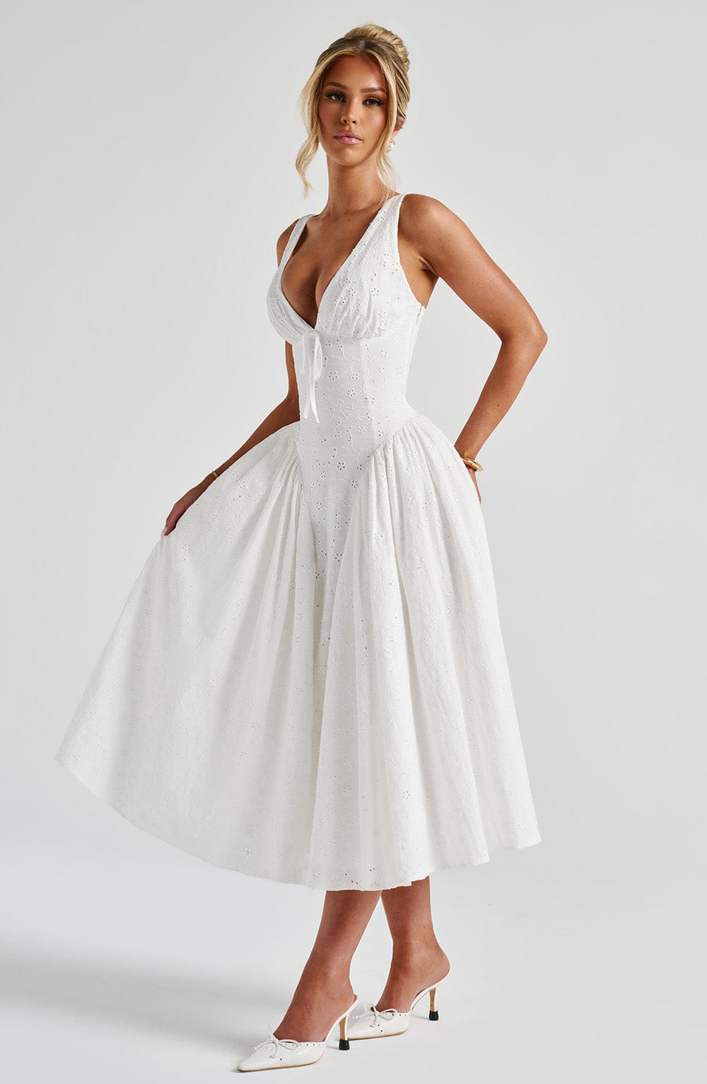 Monroe Midi Elbise - Fildişi
