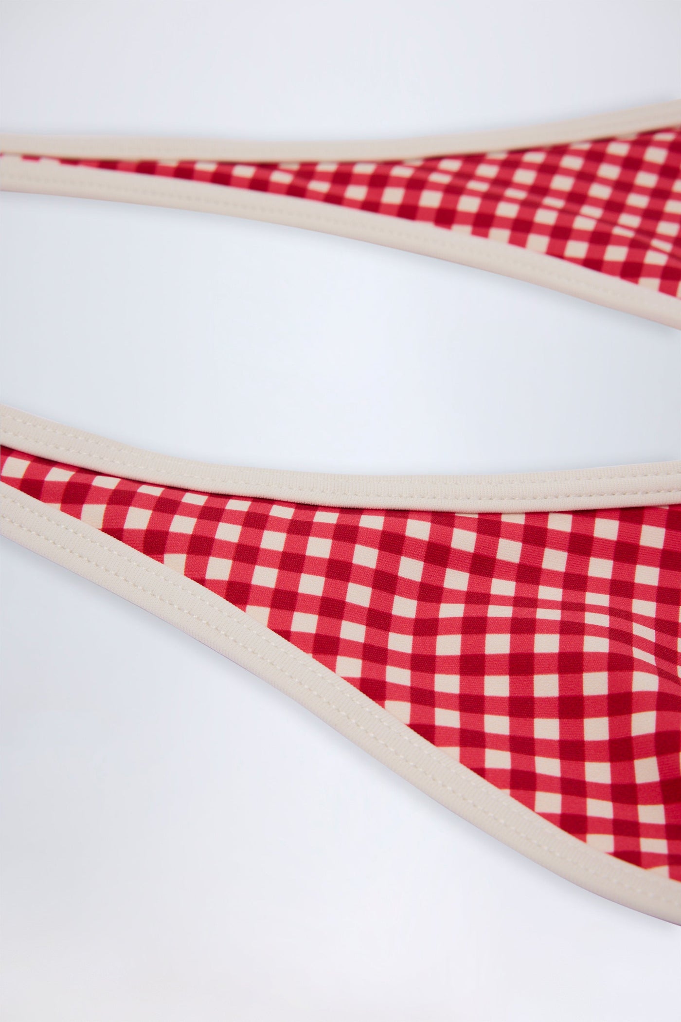 Kırmızı Ekose Desenli Askılı Bikini Üstü