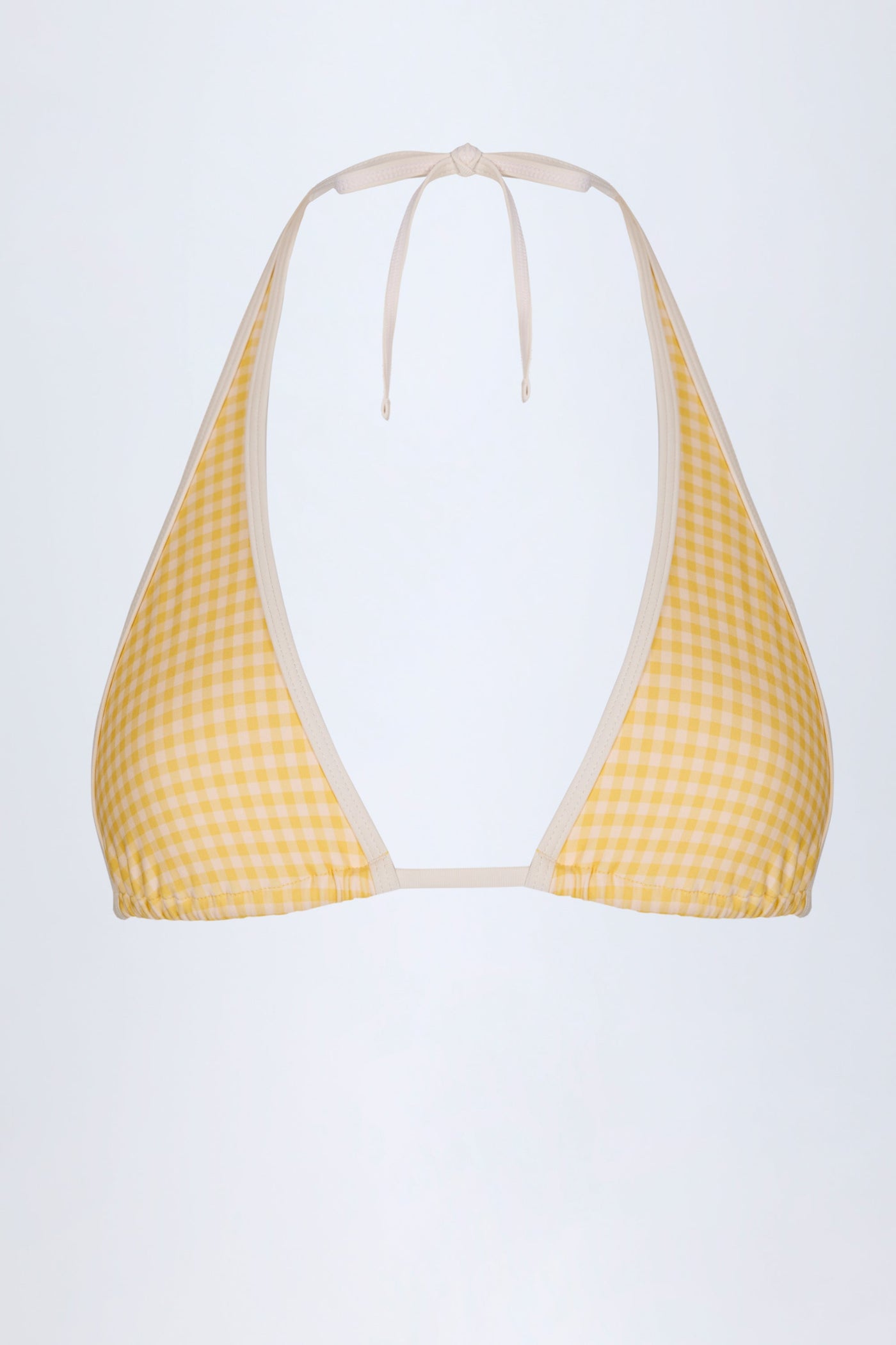 Sarı Ekose Desenli Askılı Bikini Üstü