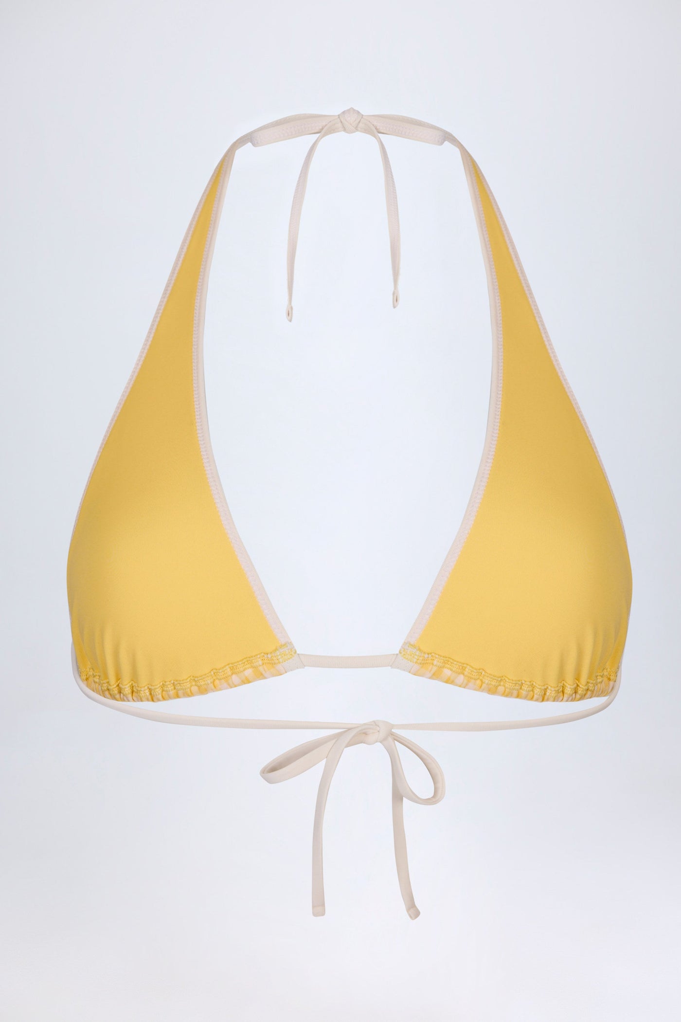 Sarı Ekose Desenli Askılı Bikini Üstü