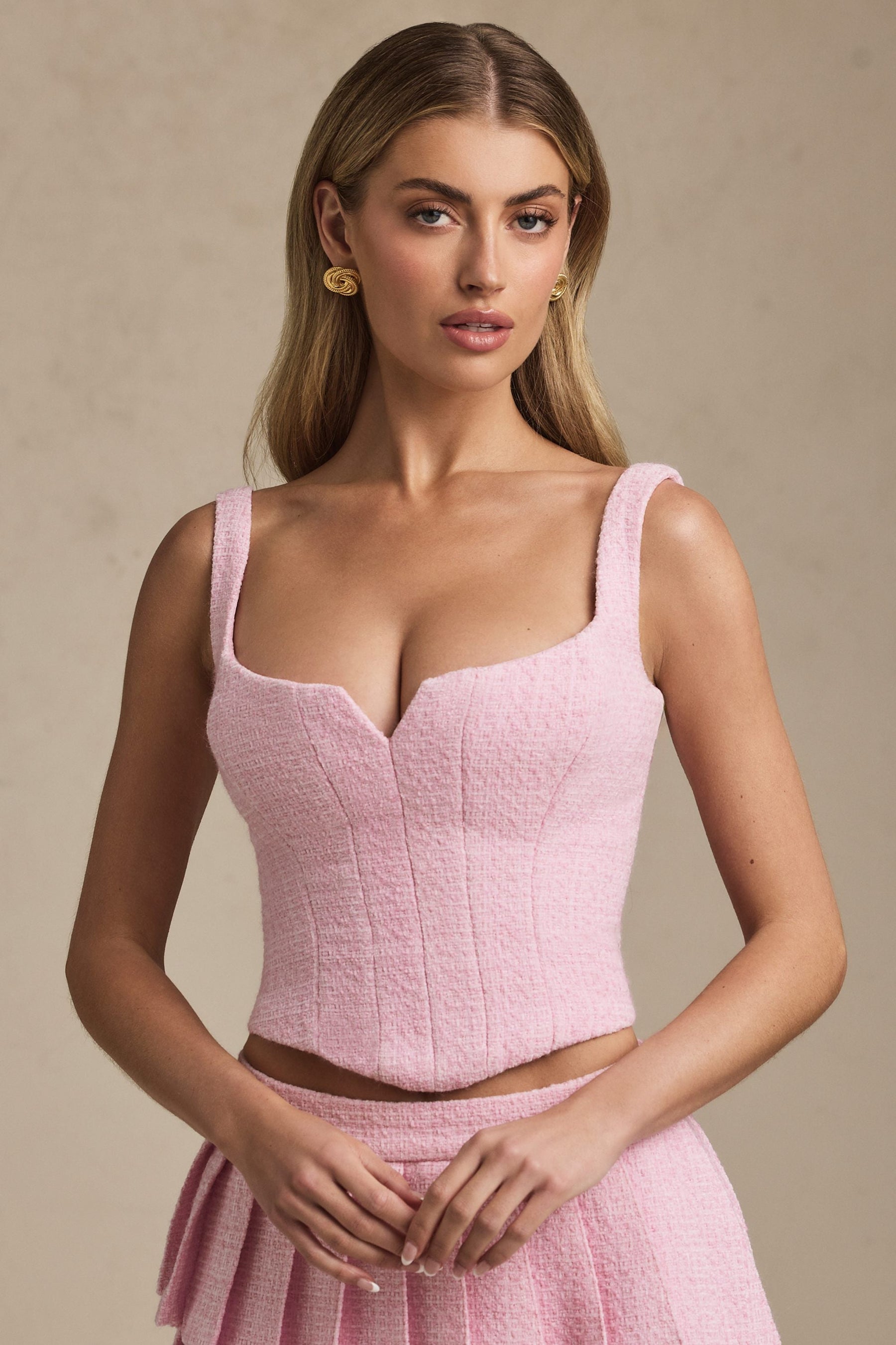 Açık Pembe Renkte Bağcıklı Korse Üst