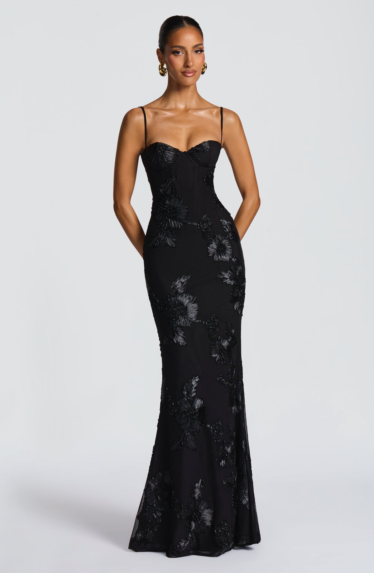 Nefertiti Maxi Elbise - Siyah
