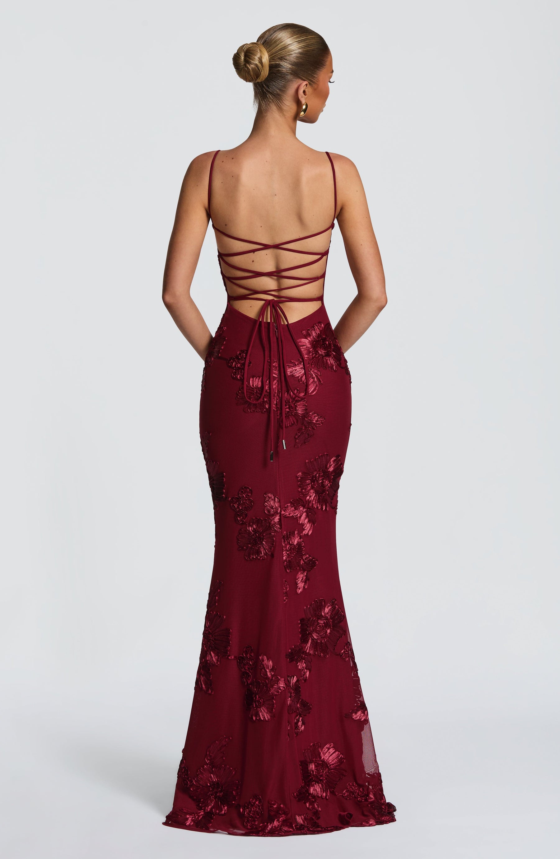 Nefertiti Maxi Elbise - Bordo