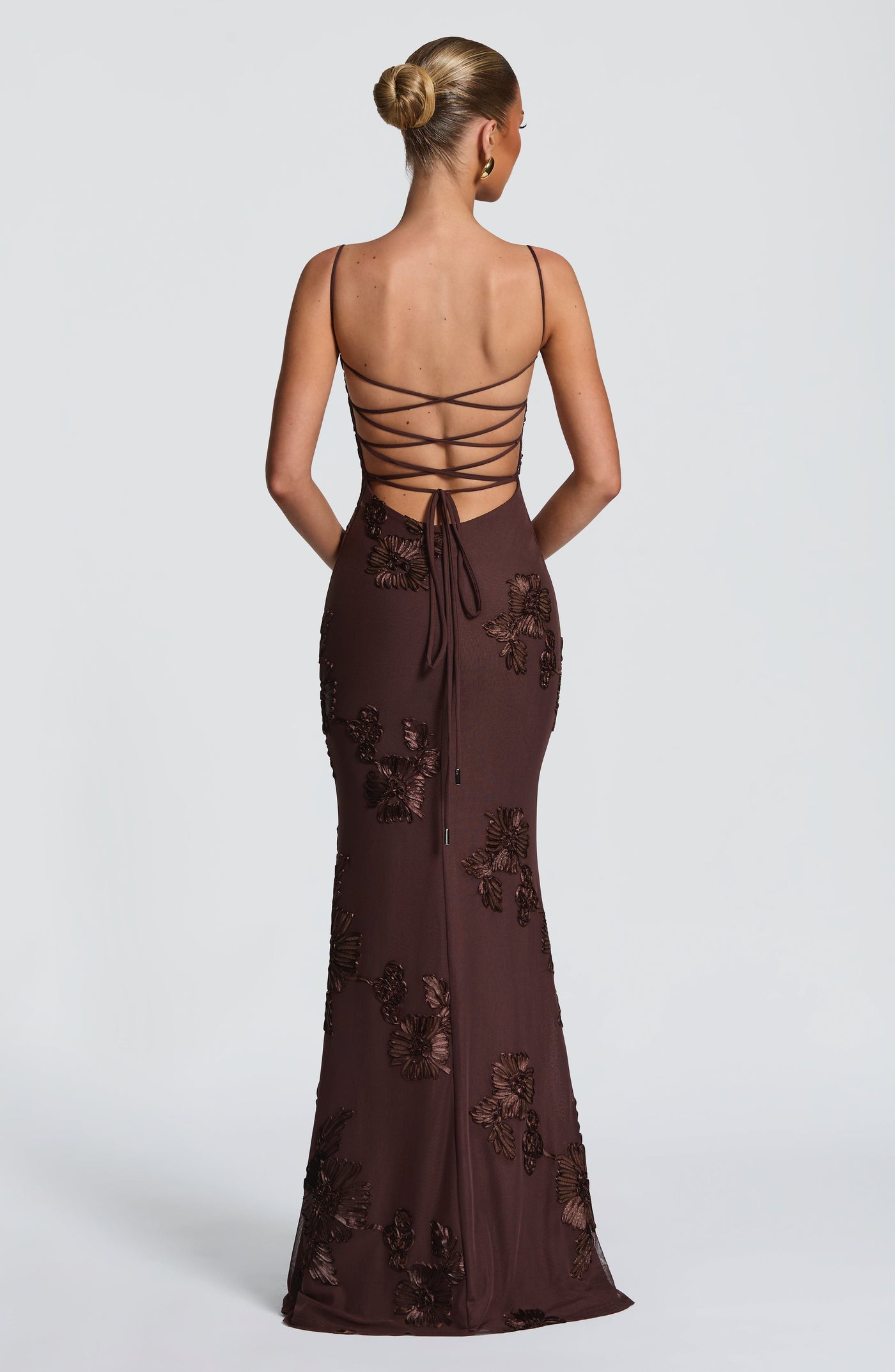 Nefertiti Maxi Elbise - Erik Kahverengi