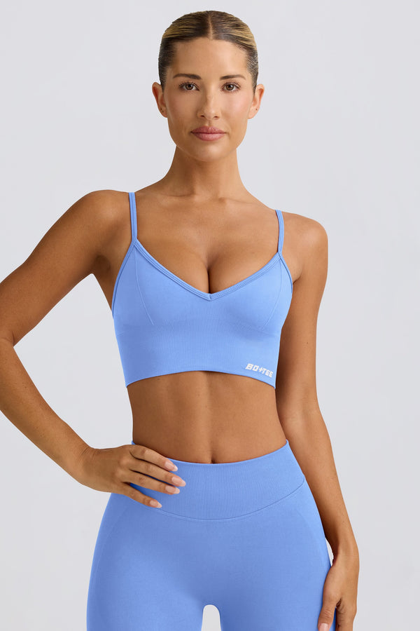 Define Luxe V Yaka Spor Sütyeni Açık Mavi