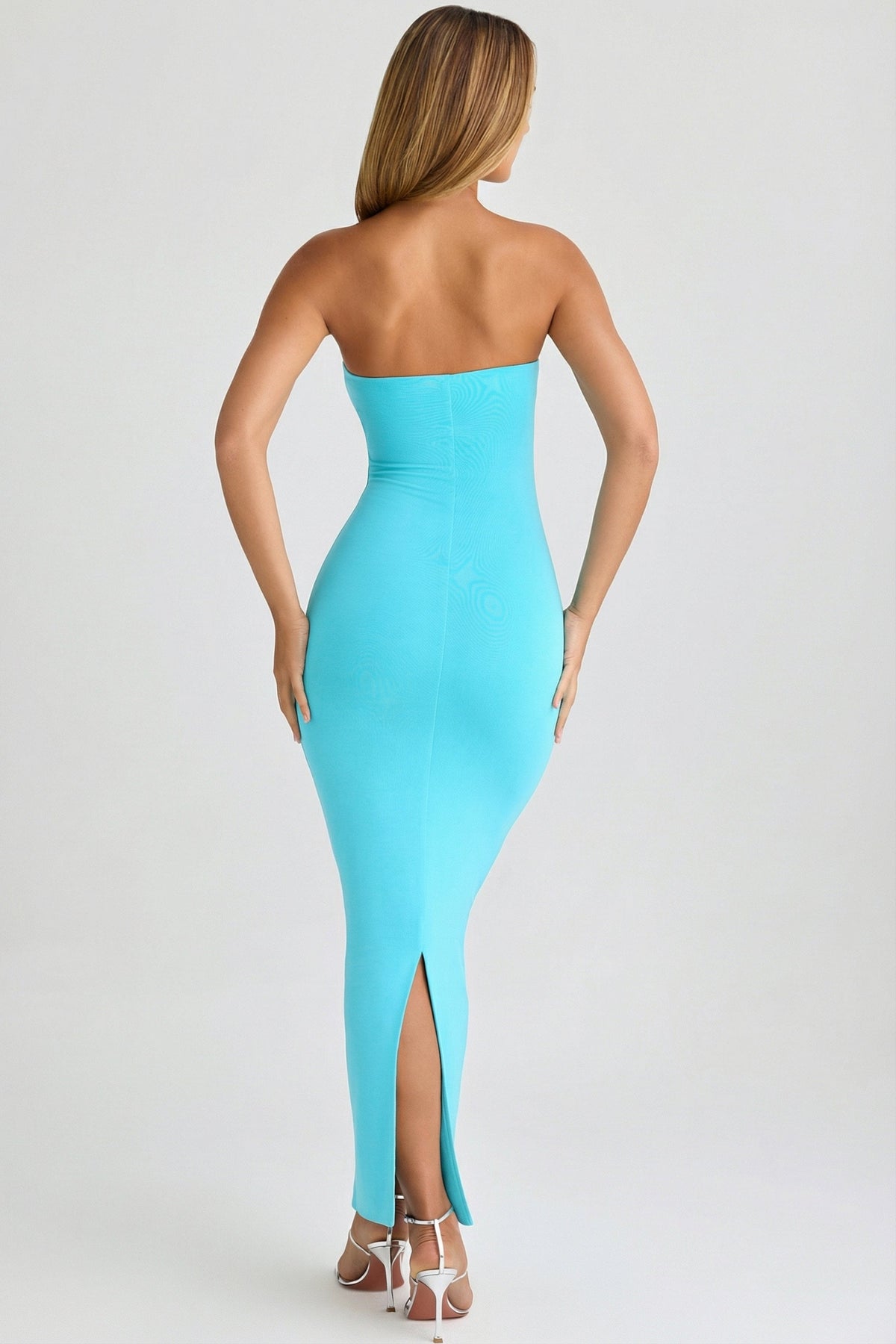 Modal Bandeau Bodycon Maxi Elbise, Su Mavisi