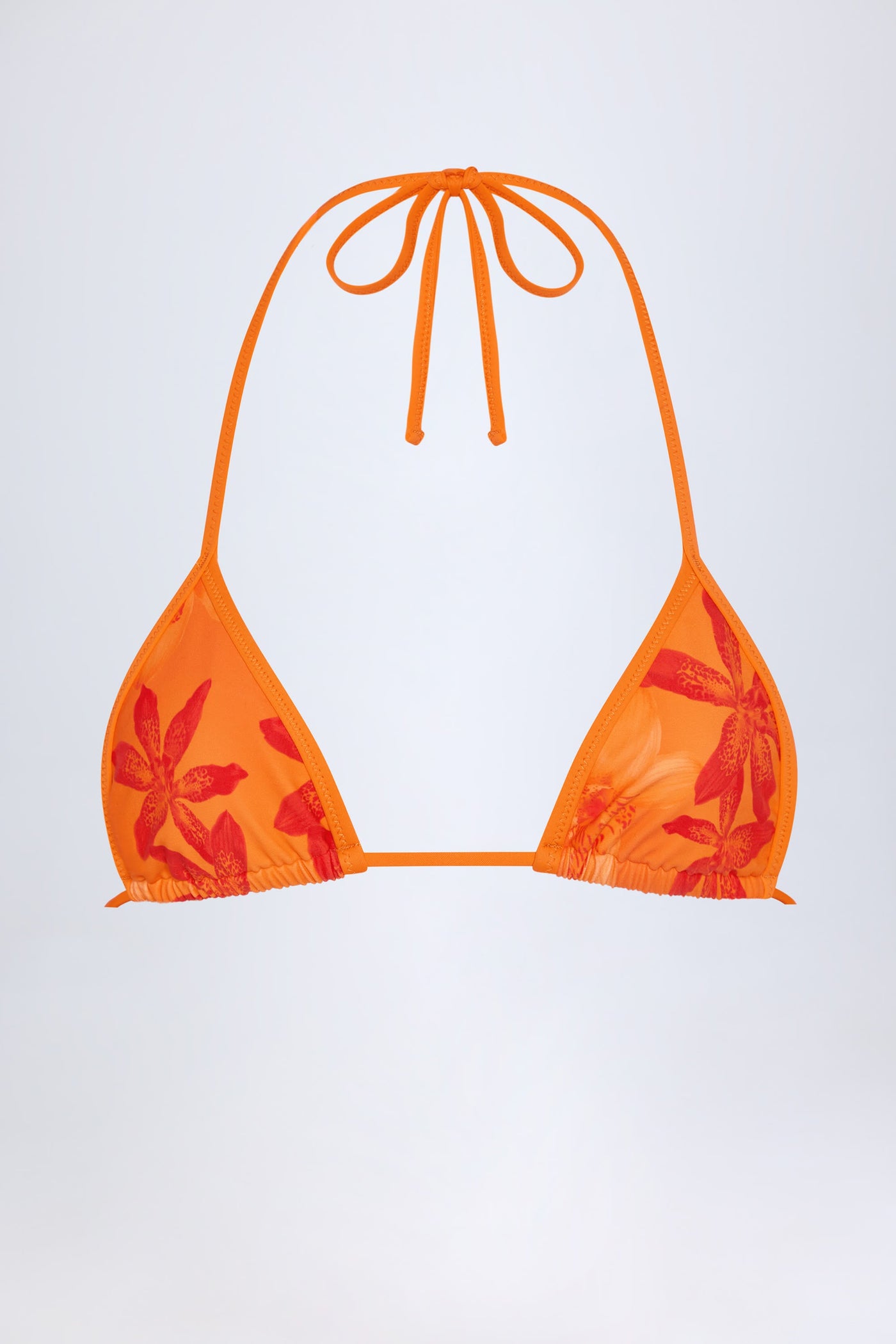 Turuncu Orkide Desenli Üçgen Bikini Üstü