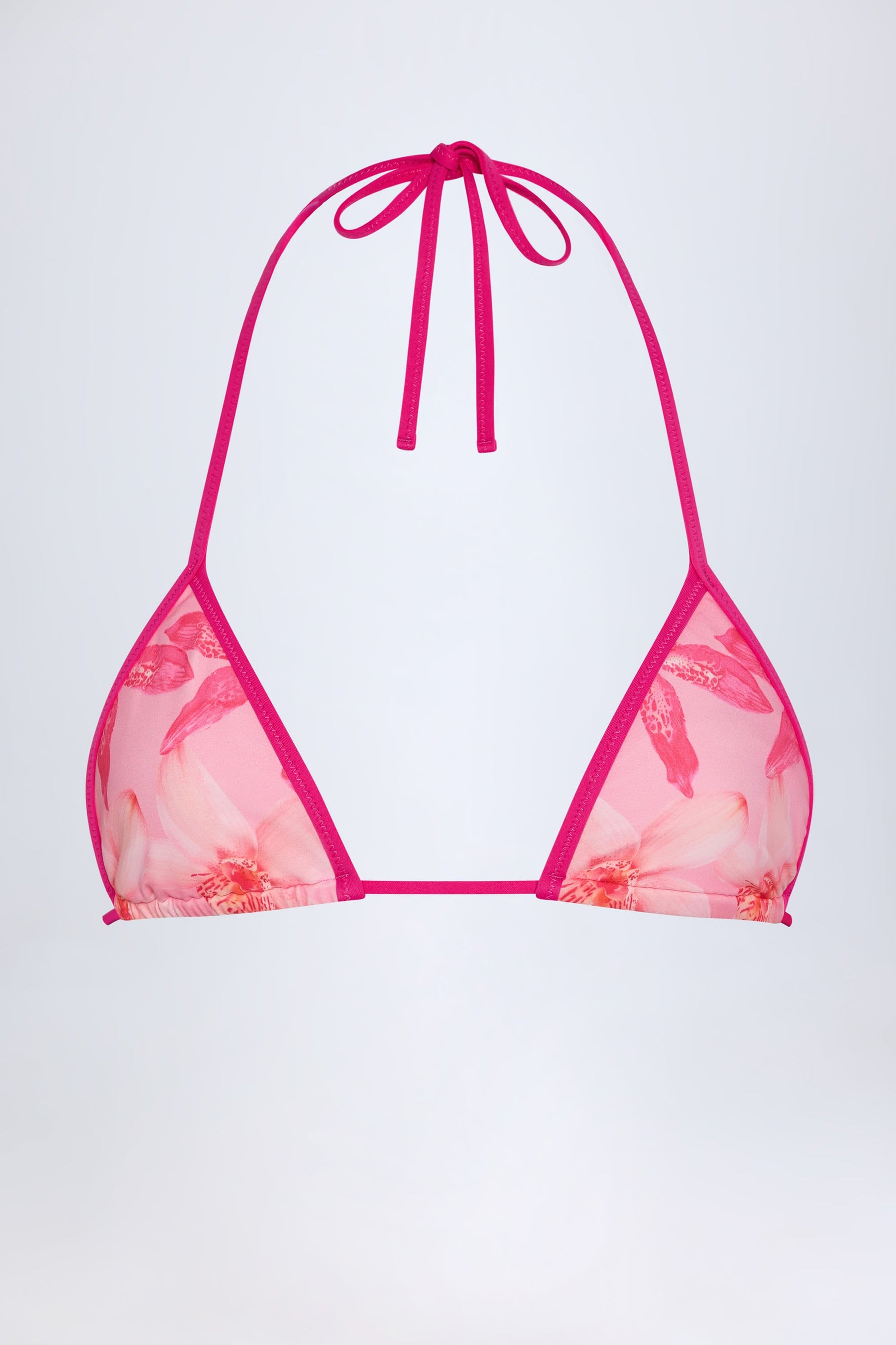 Pembe Orkide Desenli Üçgen Bikini Üstü