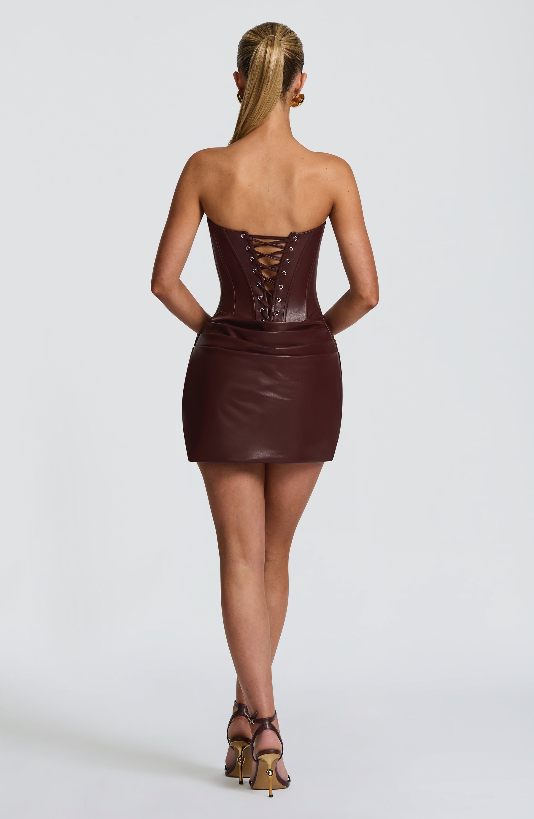 Palmer Mini Elbise - Bordo