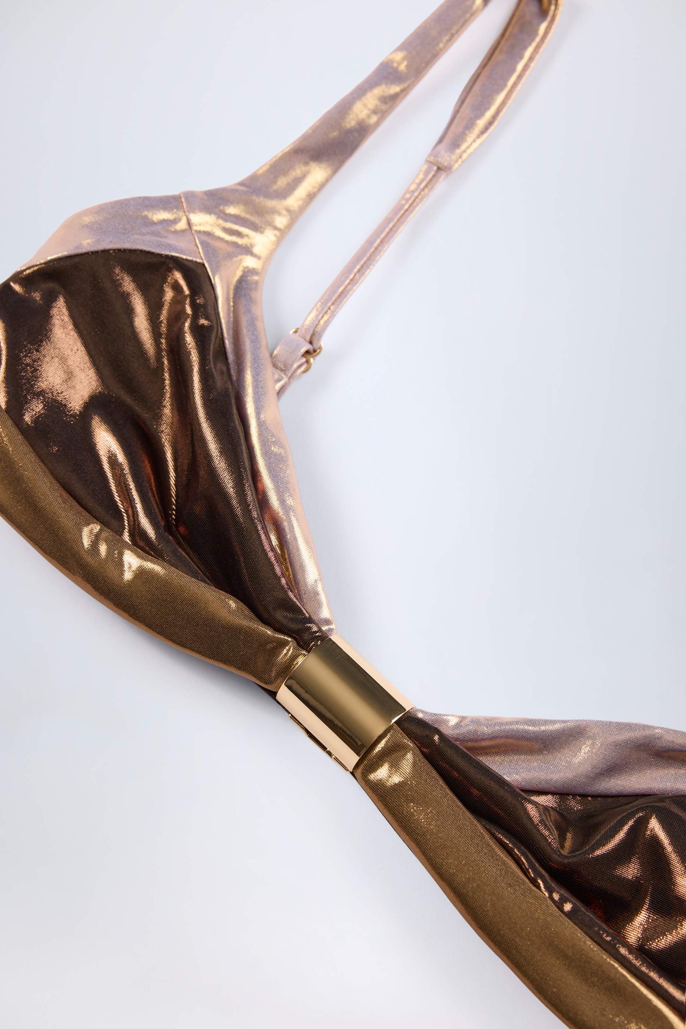Bronz Altın Dantelli Bikini Üstü