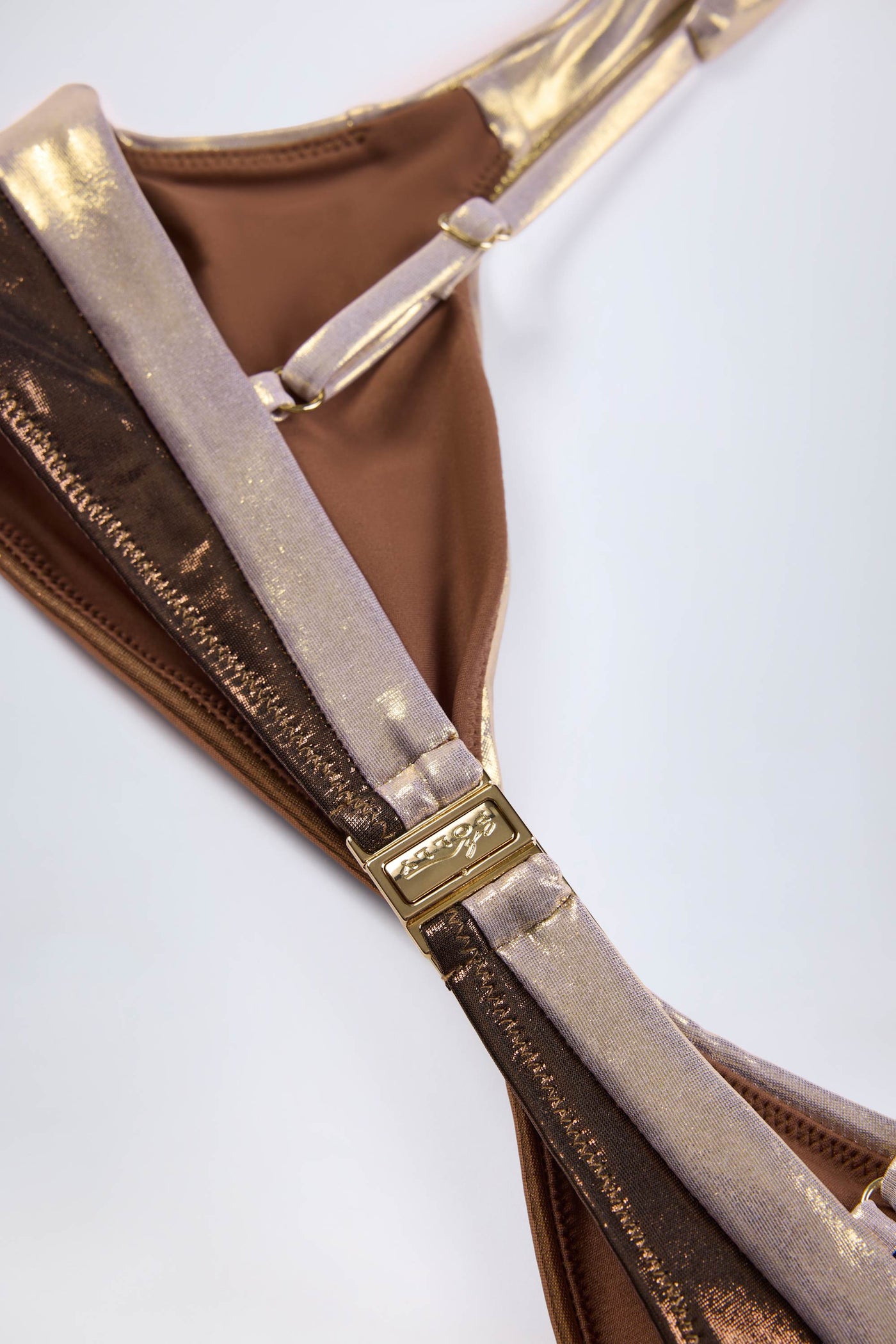 Bronz Altın Dantelli Bikini Üstü