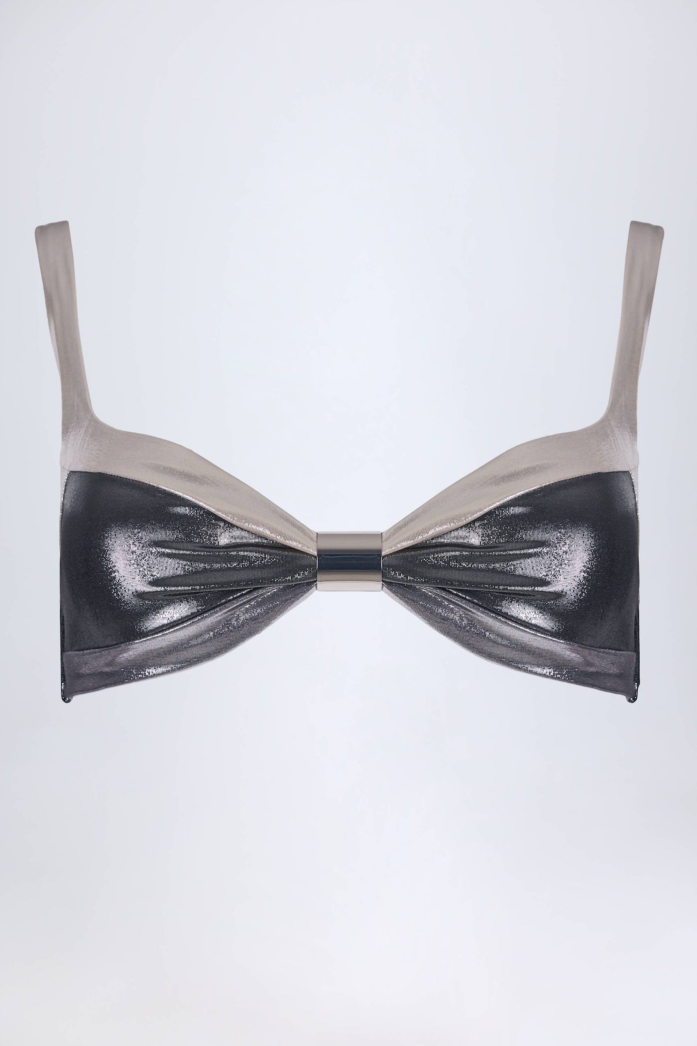 Gümüş Krom Büzgülü Bikini Üstü