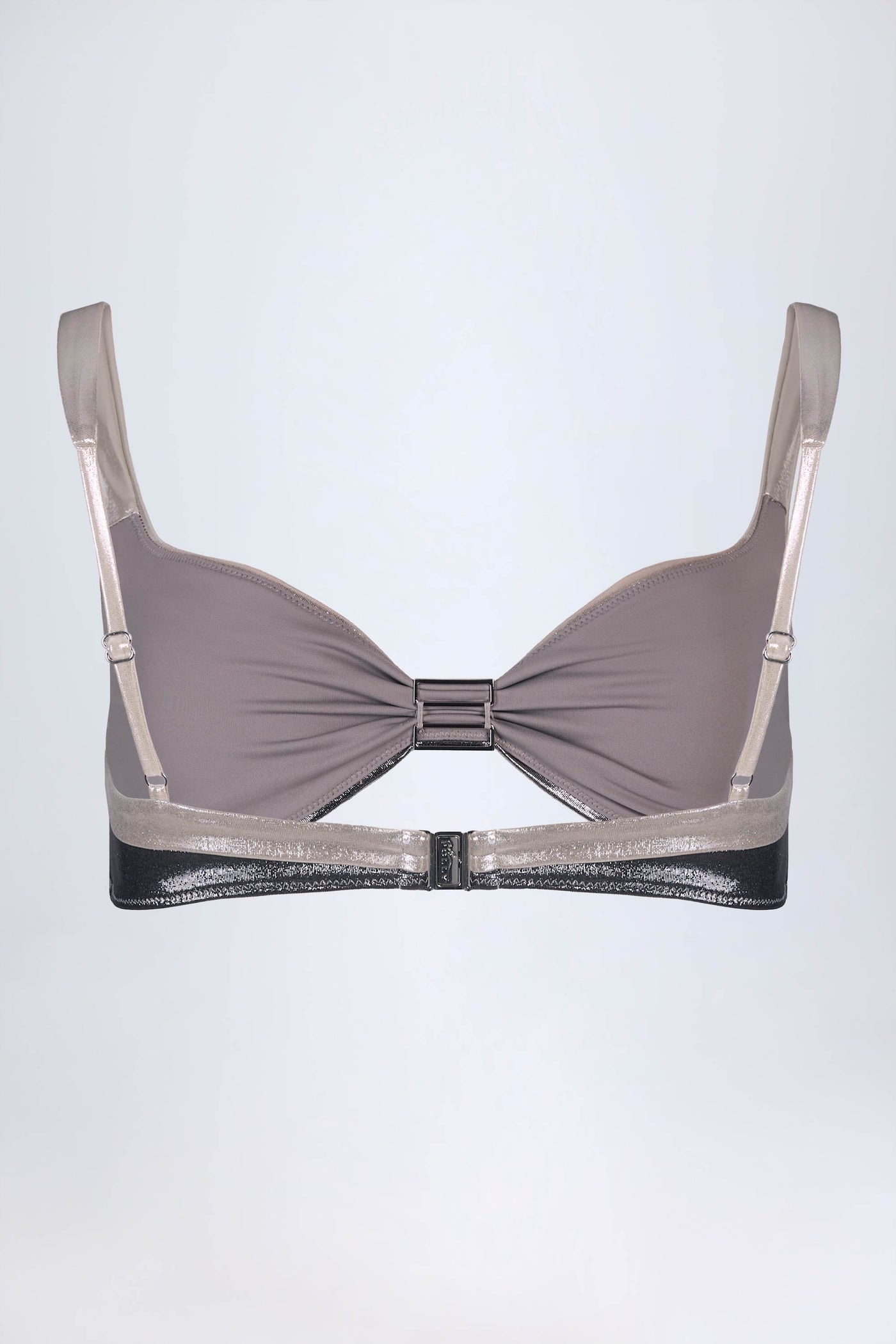 Gümüş Krom Büzgülü Bikini Üstü