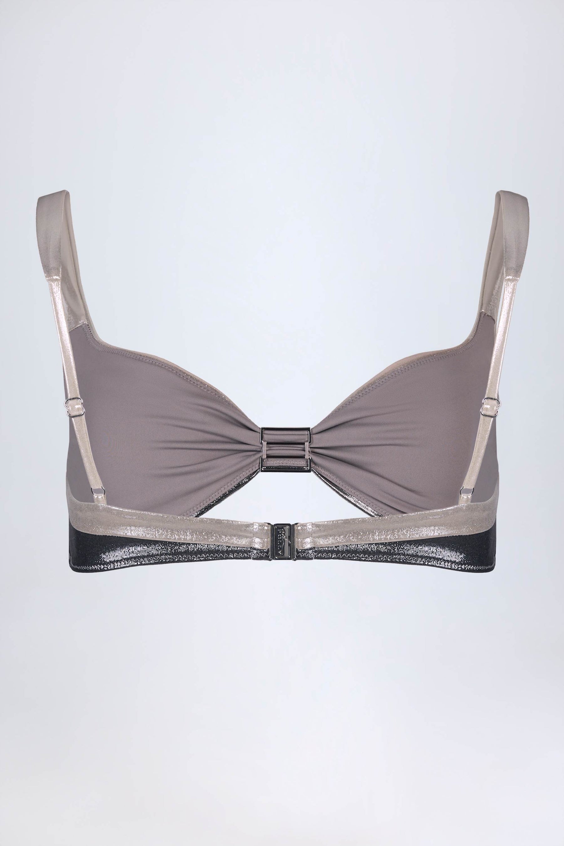 Gümüş Krom Büzgülü Bikini Üstü