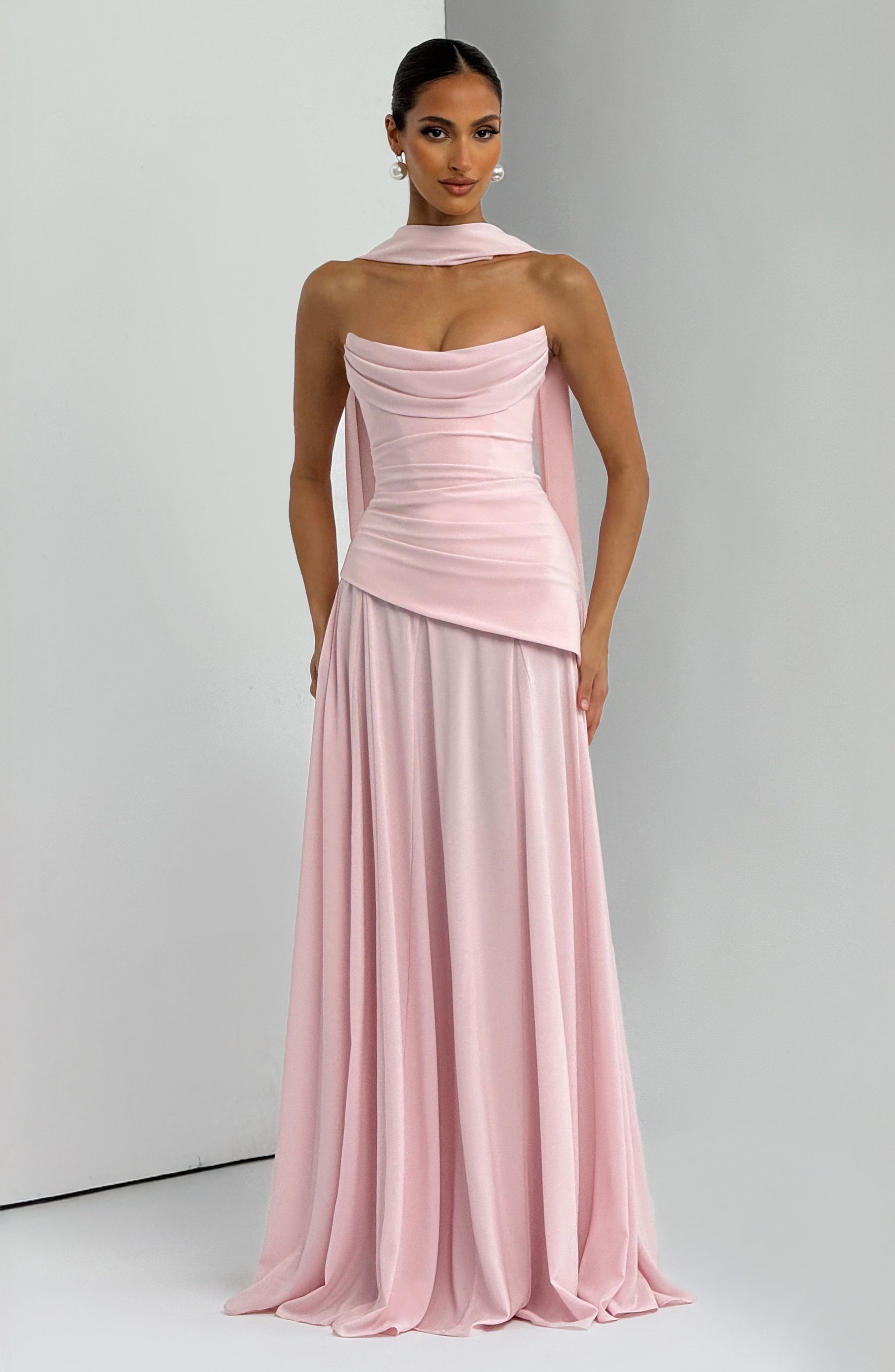 Patricia Maxi Elbise - Pudra Pembesi
