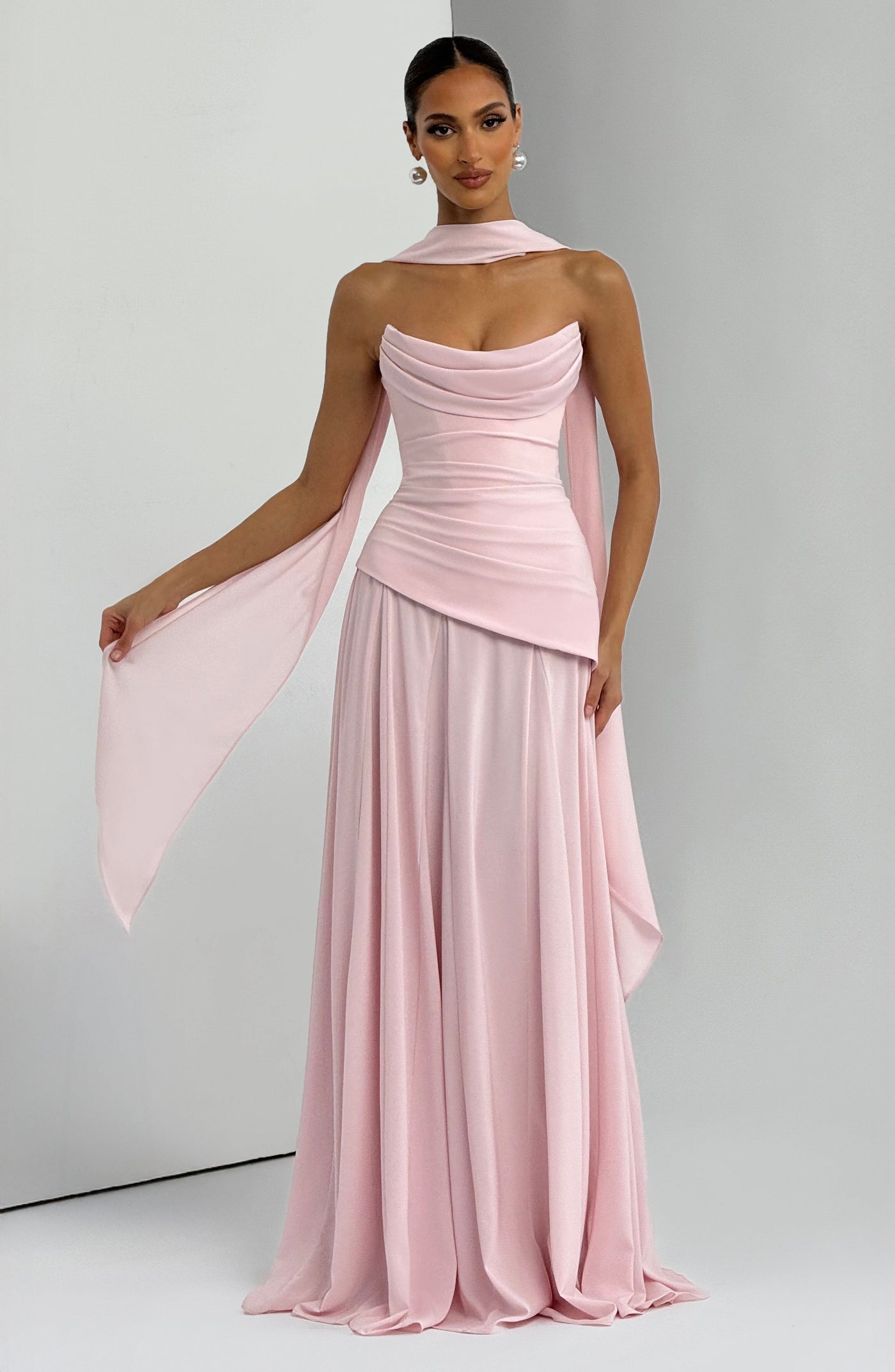 Patricia Maxi Elbise - Pudra Pembesi