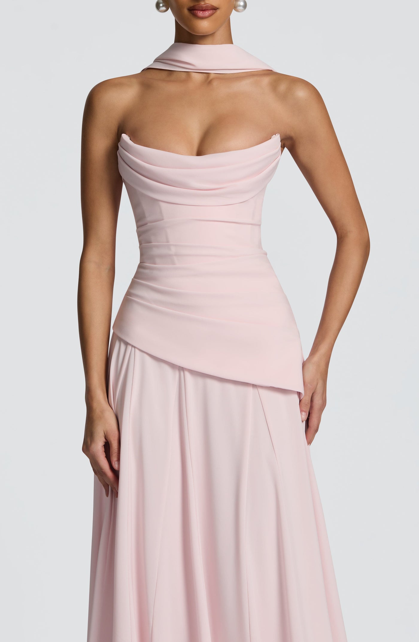 Patricia Maxi Elbise - Pudra Pembesi
