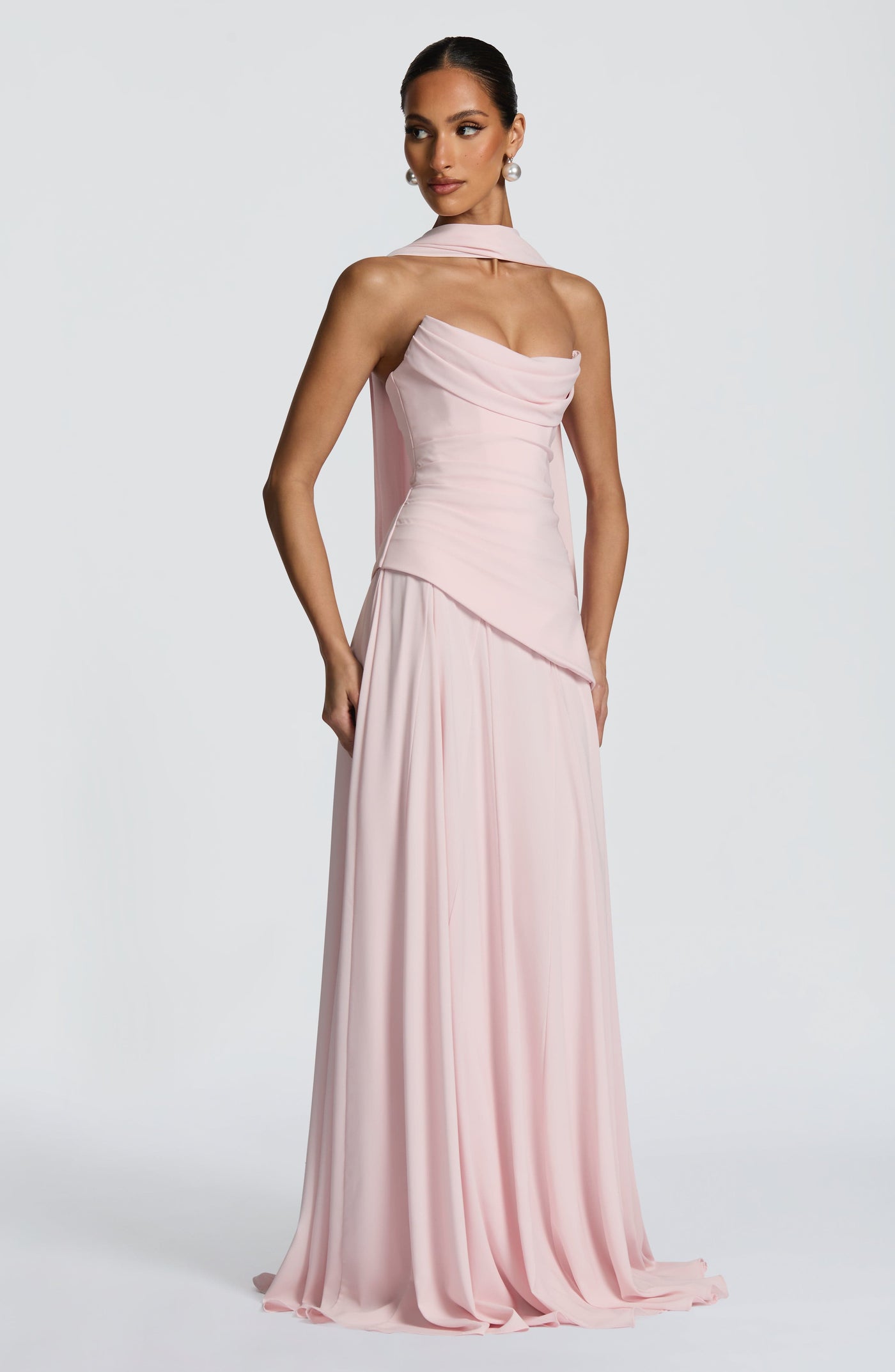 Patricia Maxi Elbise - Pudra Pembesi