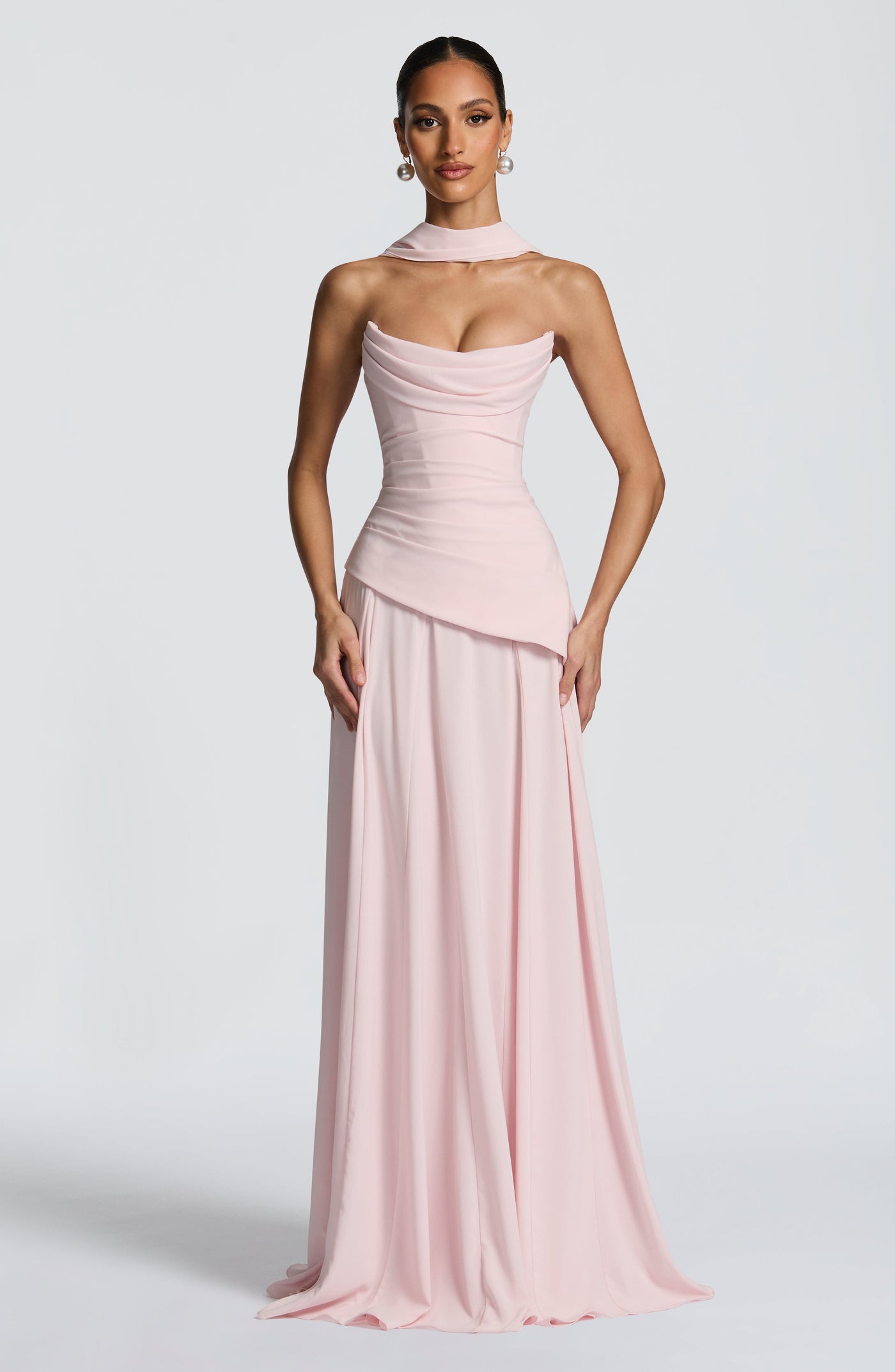Patricia Maxi Elbise - Pudra Pembesi