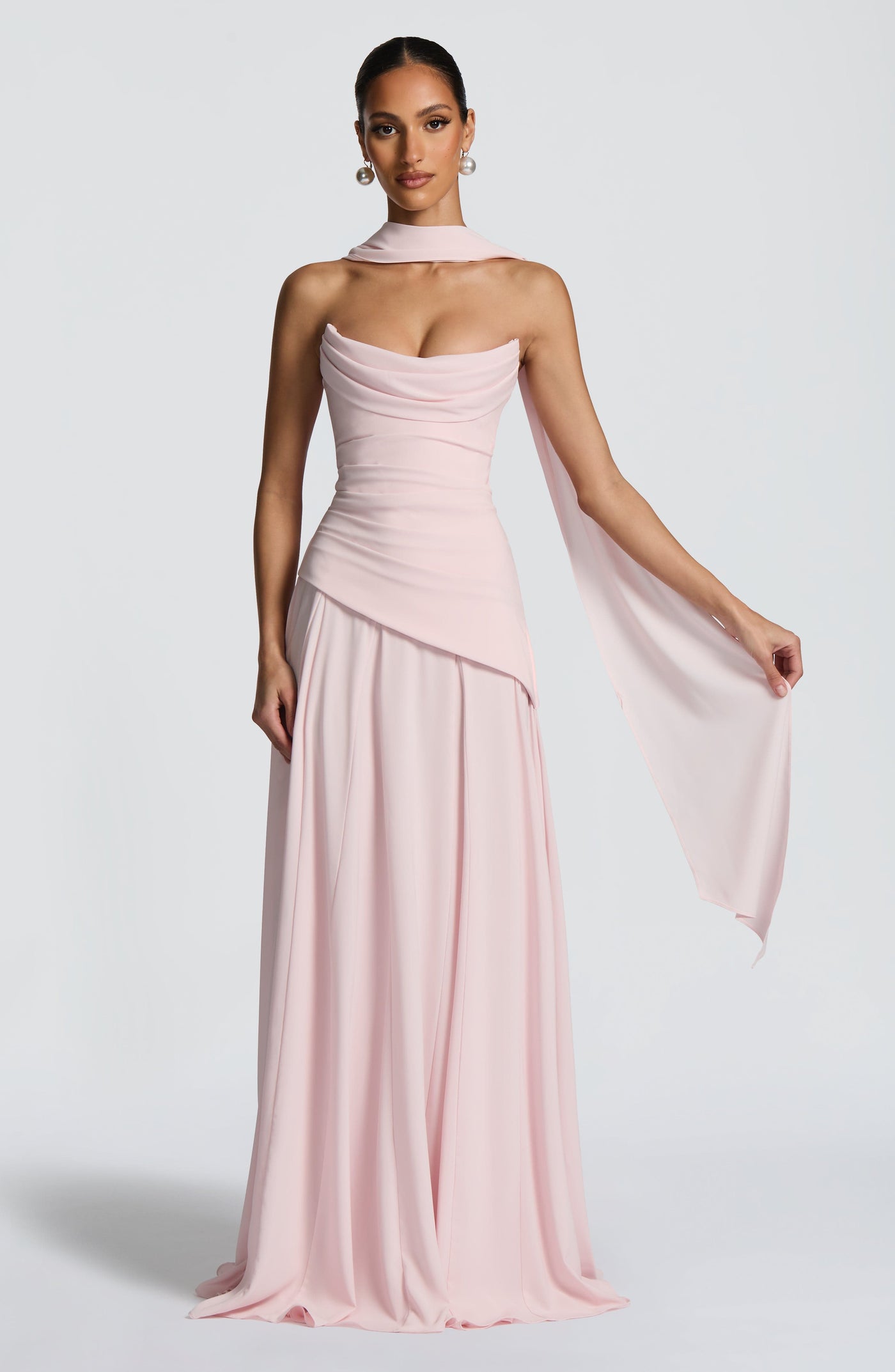 Patricia Maxi Elbise - Pudra Pembesi