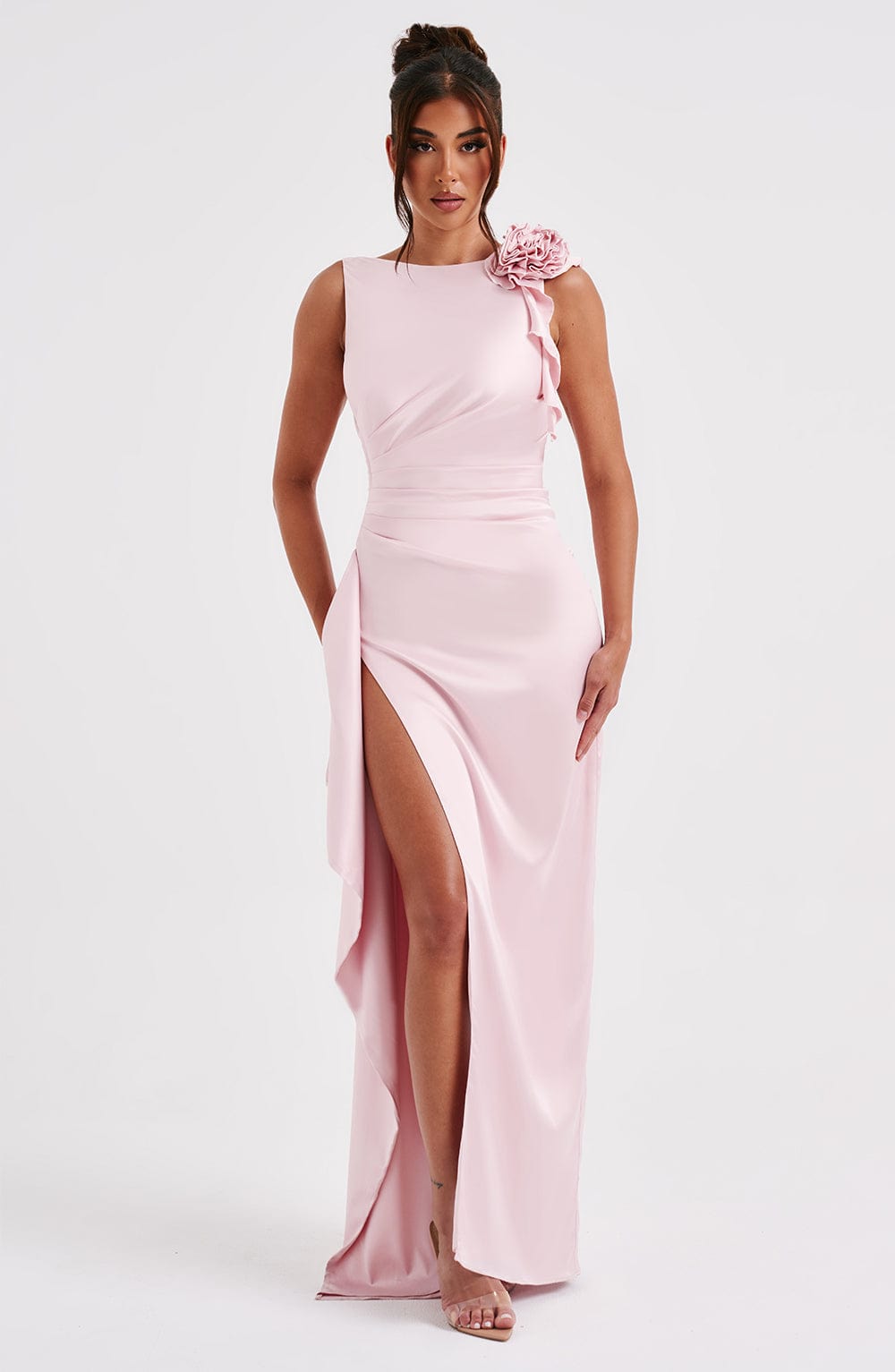 Peggy Maxi Elbise - Pudra Pembesi