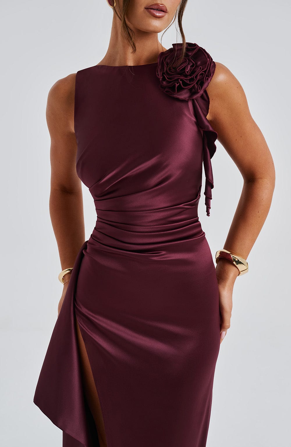 Peggy Maxi Elbise - Kiraz Rengi Lake