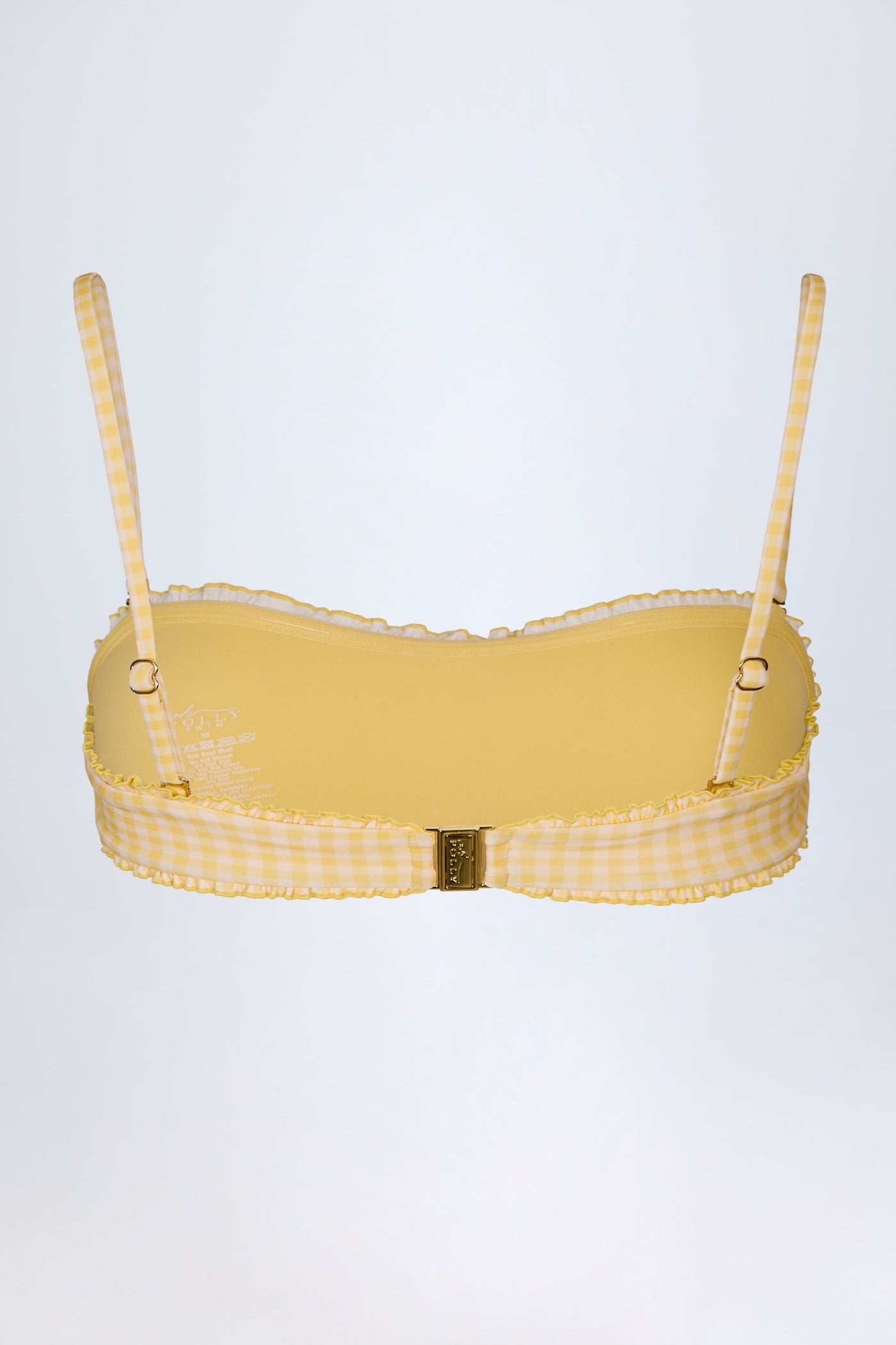 Sarı Ekose Desenli Fırfırlı Bandeau Bikini Üstü