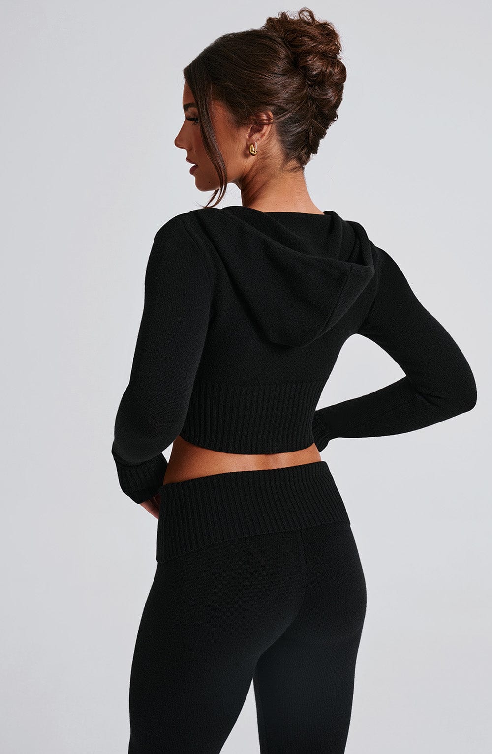 Portia Örme Kapüşonlu Sweatshirt - Siyah