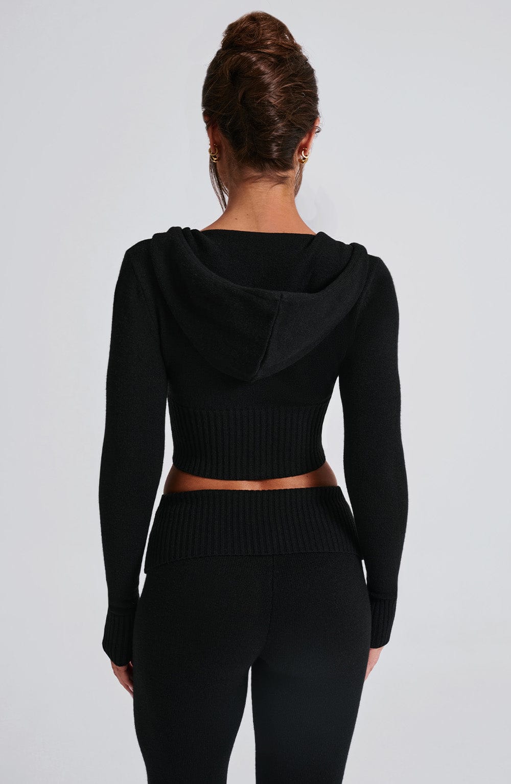 Portia Örme Kapüşonlu Sweatshirt - Siyah