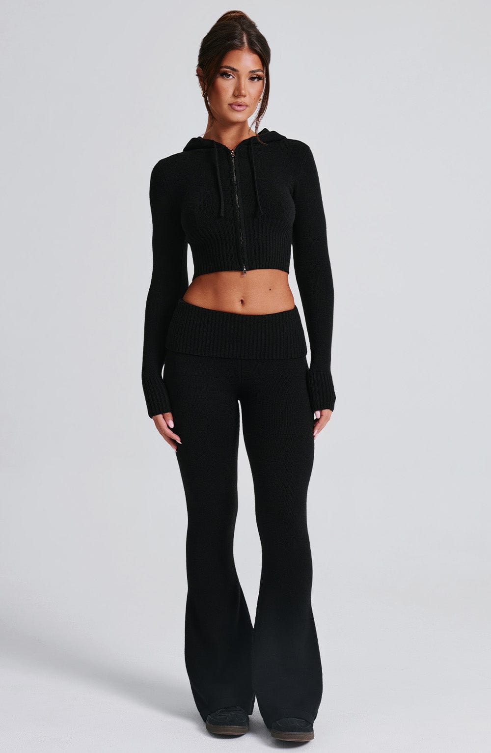 Portia Örme Kapüşonlu Sweatshirt - Siyah