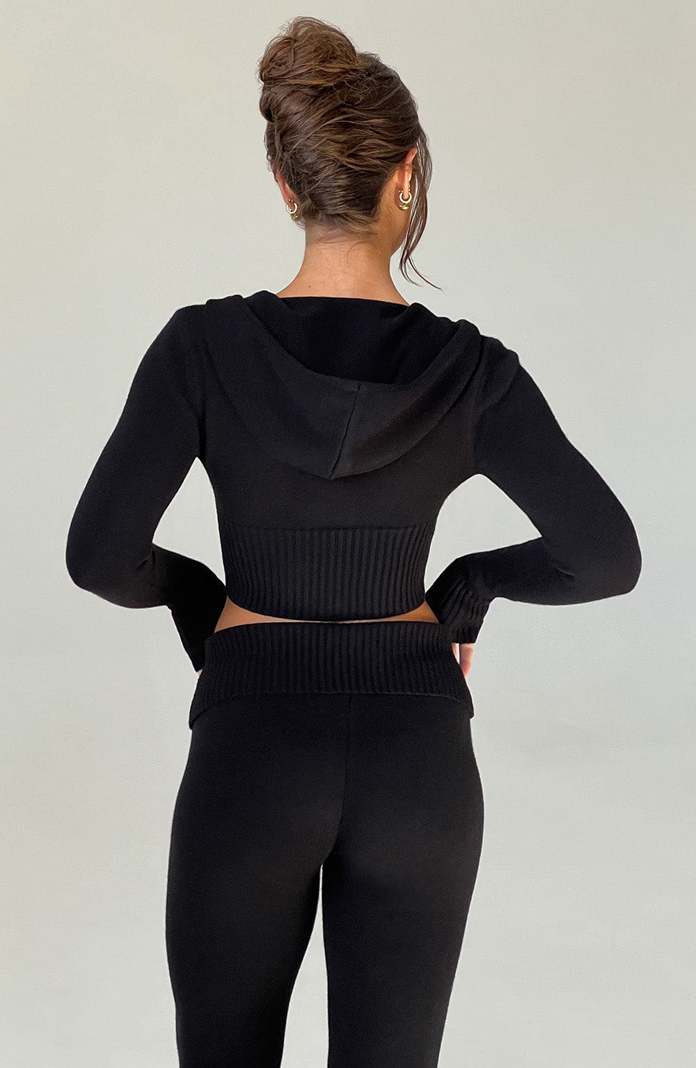 Portia Örme Kapüşonlu Sweatshirt - Siyah