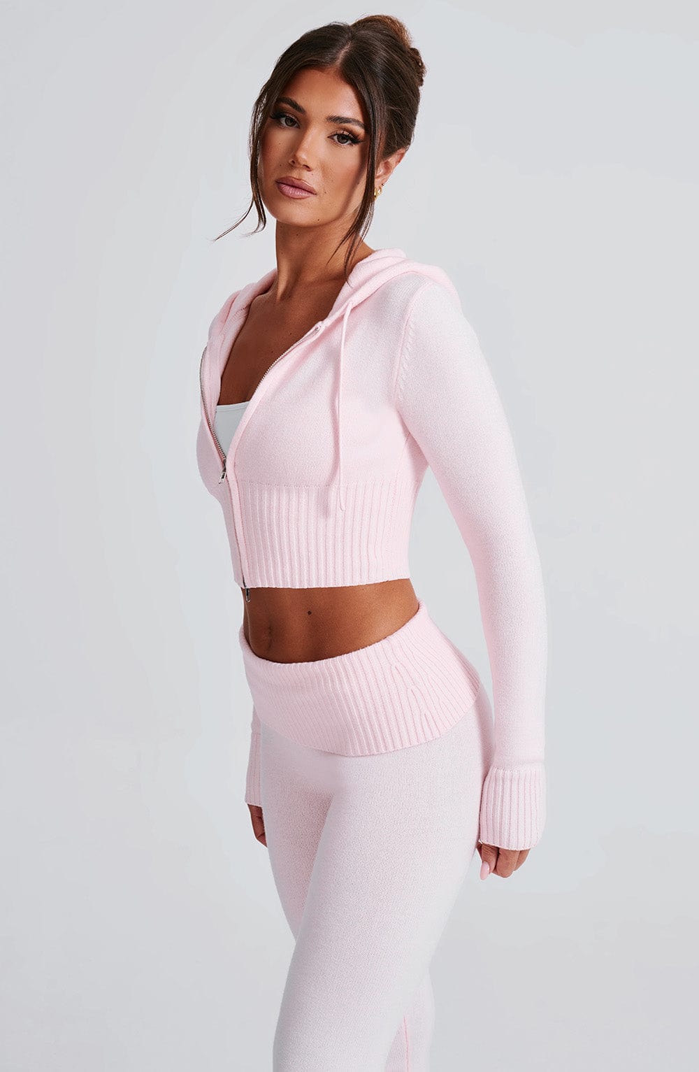 Portia Örme Kapüşonlu Sweatshirt - Pembe