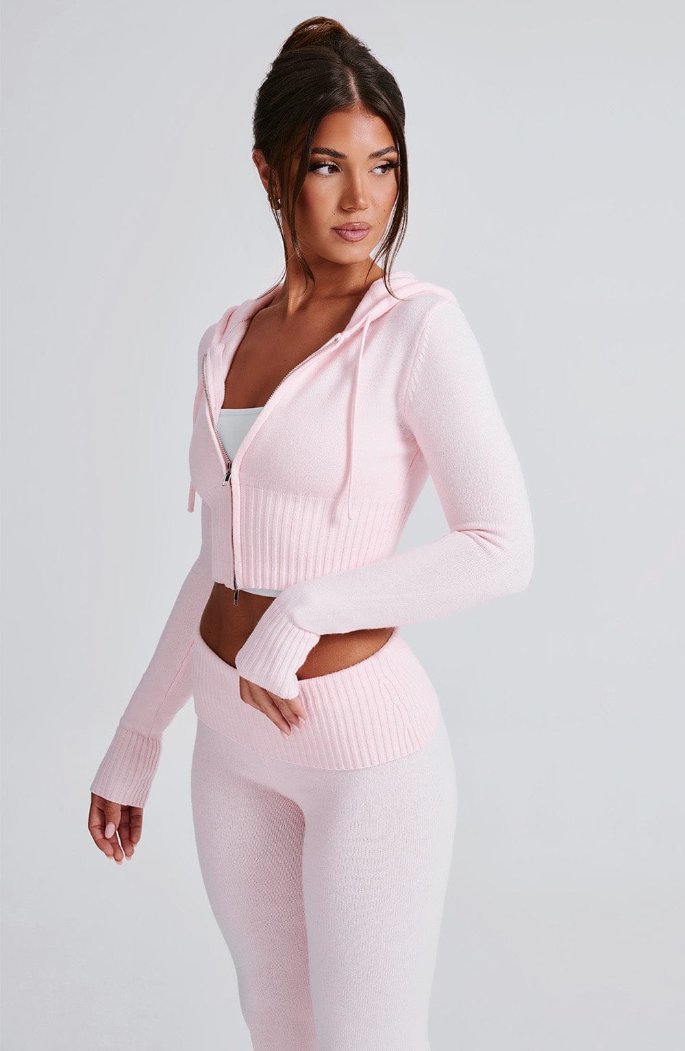 Portia Örme Kapüşonlu Sweatshirt - Pembe