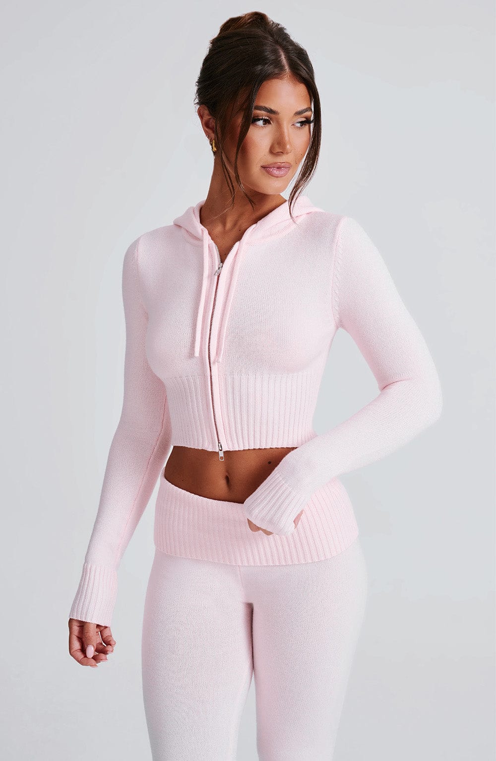Portia Örme Kapüşonlu Sweatshirt - Pembe