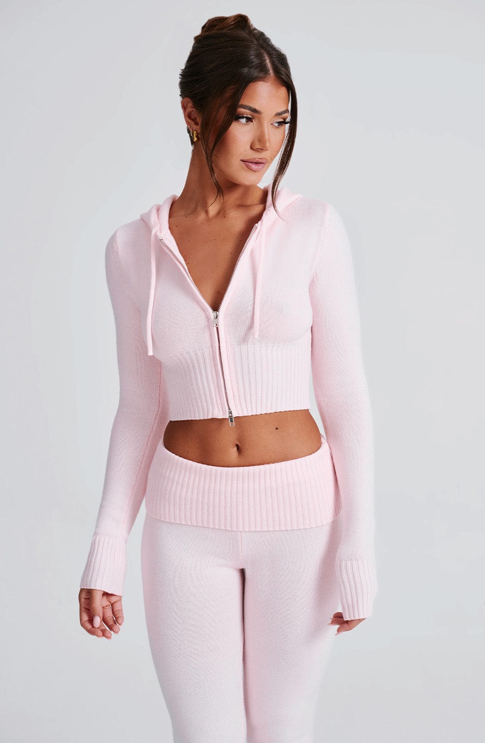 Portia Örme Kapüşonlu Sweatshirt - Pembe