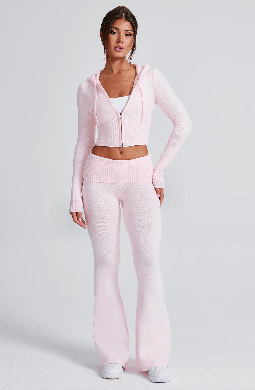 Portia Örme Kapüşonlu Sweatshirt - Pembe
