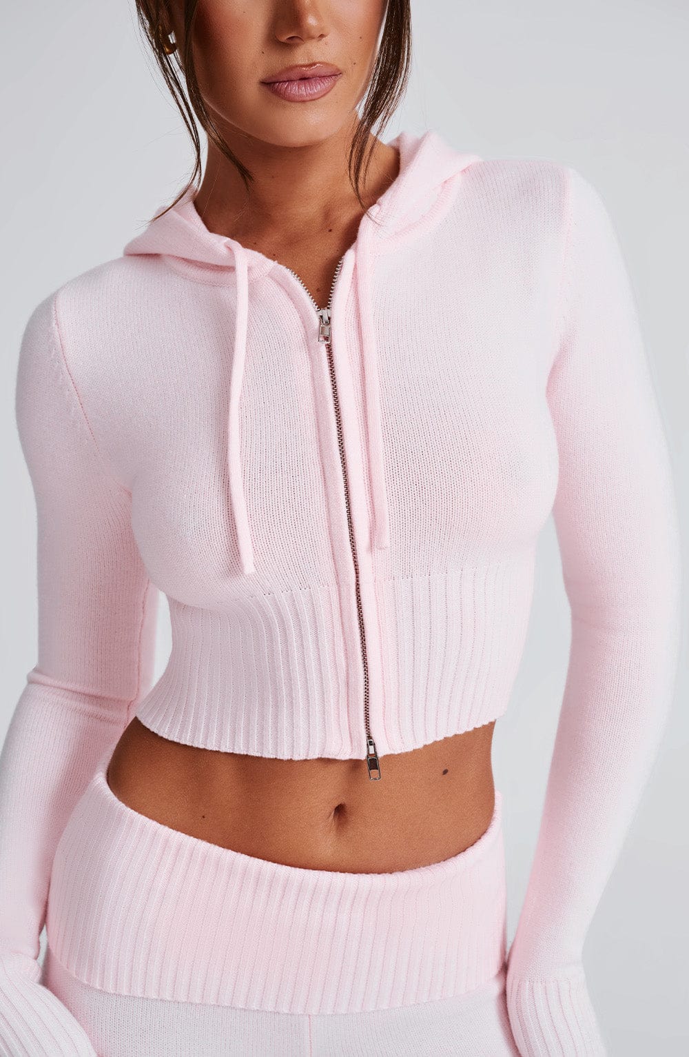 Portia Örme Kapüşonlu Sweatshirt - Pembe