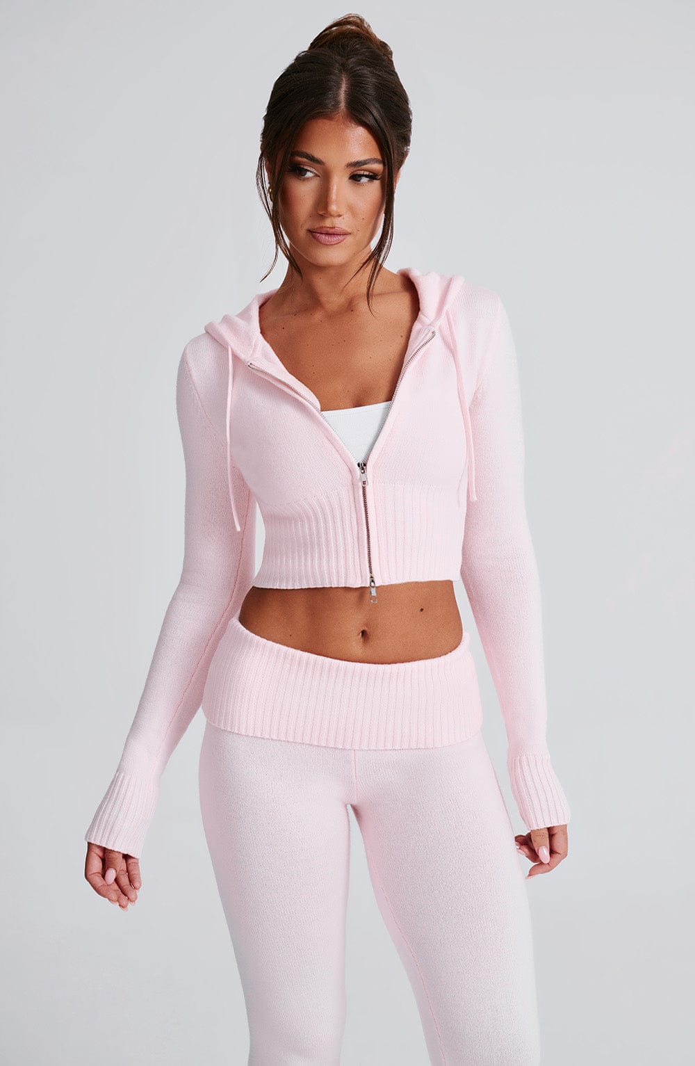 Portia Örme Kapüşonlu Sweatshirt - Pembe