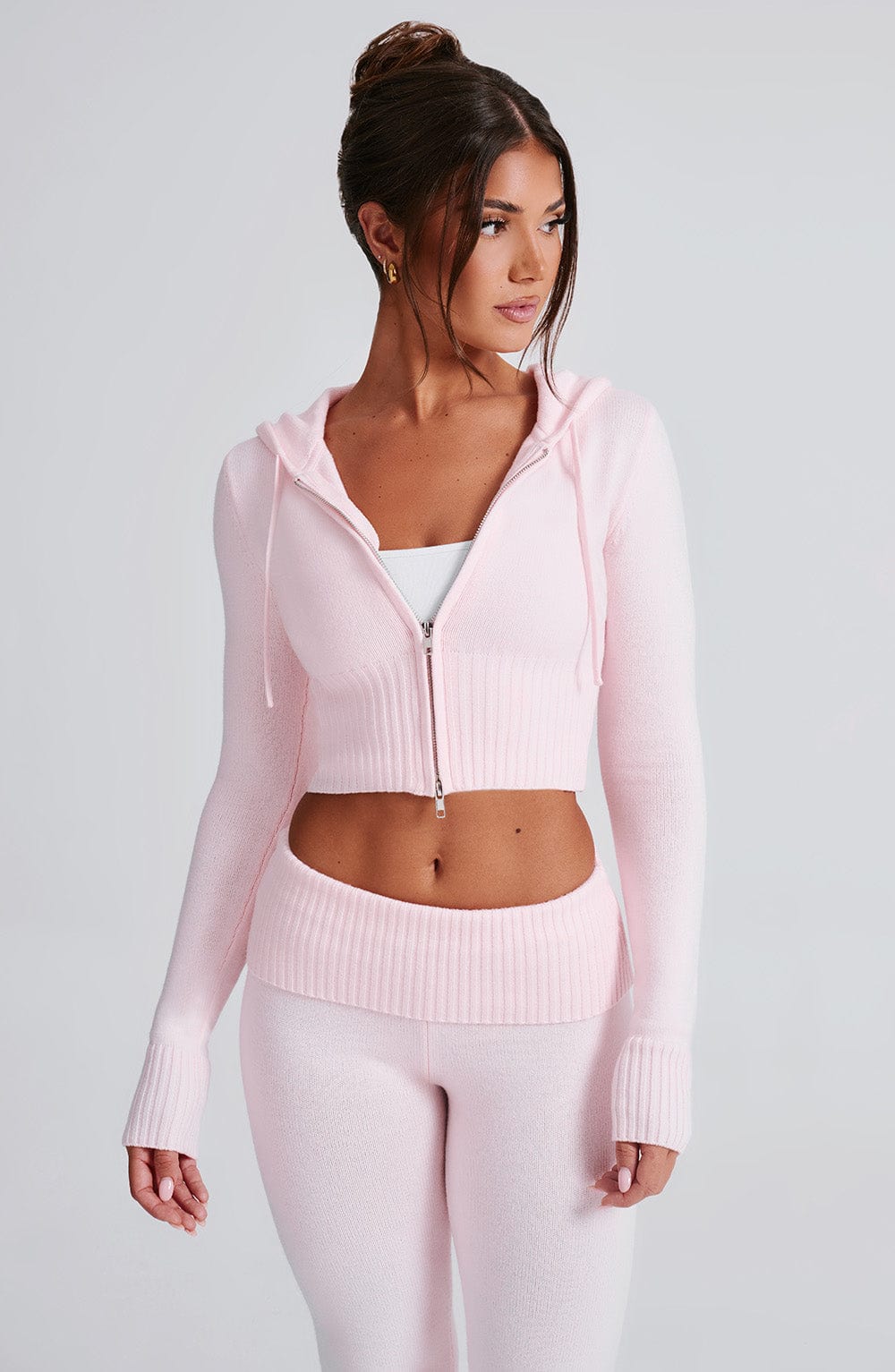 Portia Örme Kapüşonlu Sweatshirt - Pembe