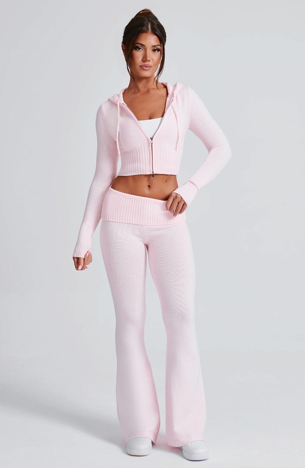 Portia Örme Kapüşonlu Sweatshirt - Pembe