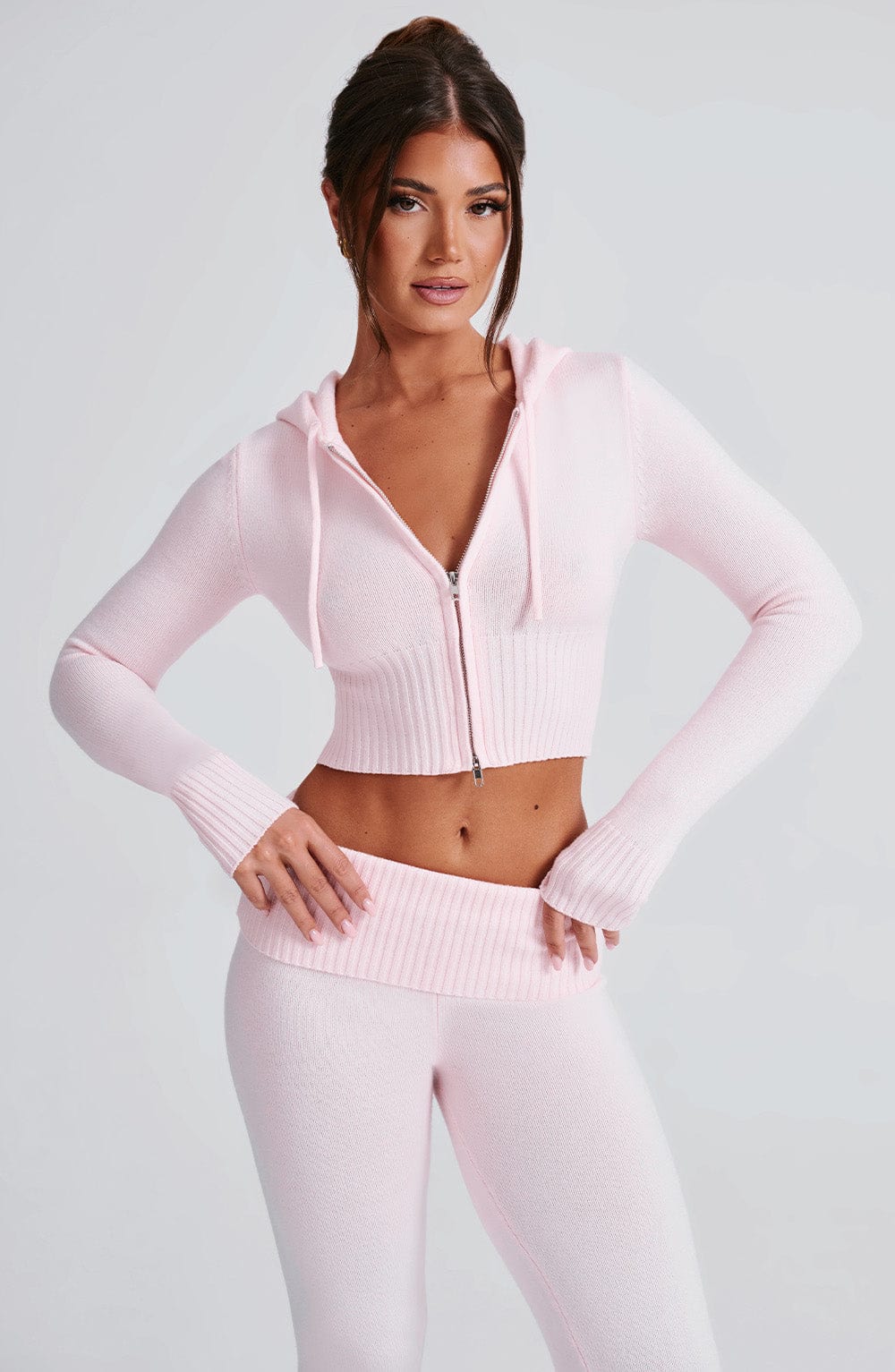 Portia Örme Kapüşonlu Sweatshirt - Pembe