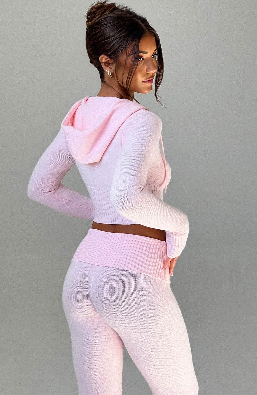 Portia Örme Kapüşonlu Sweatshirt - Pembe