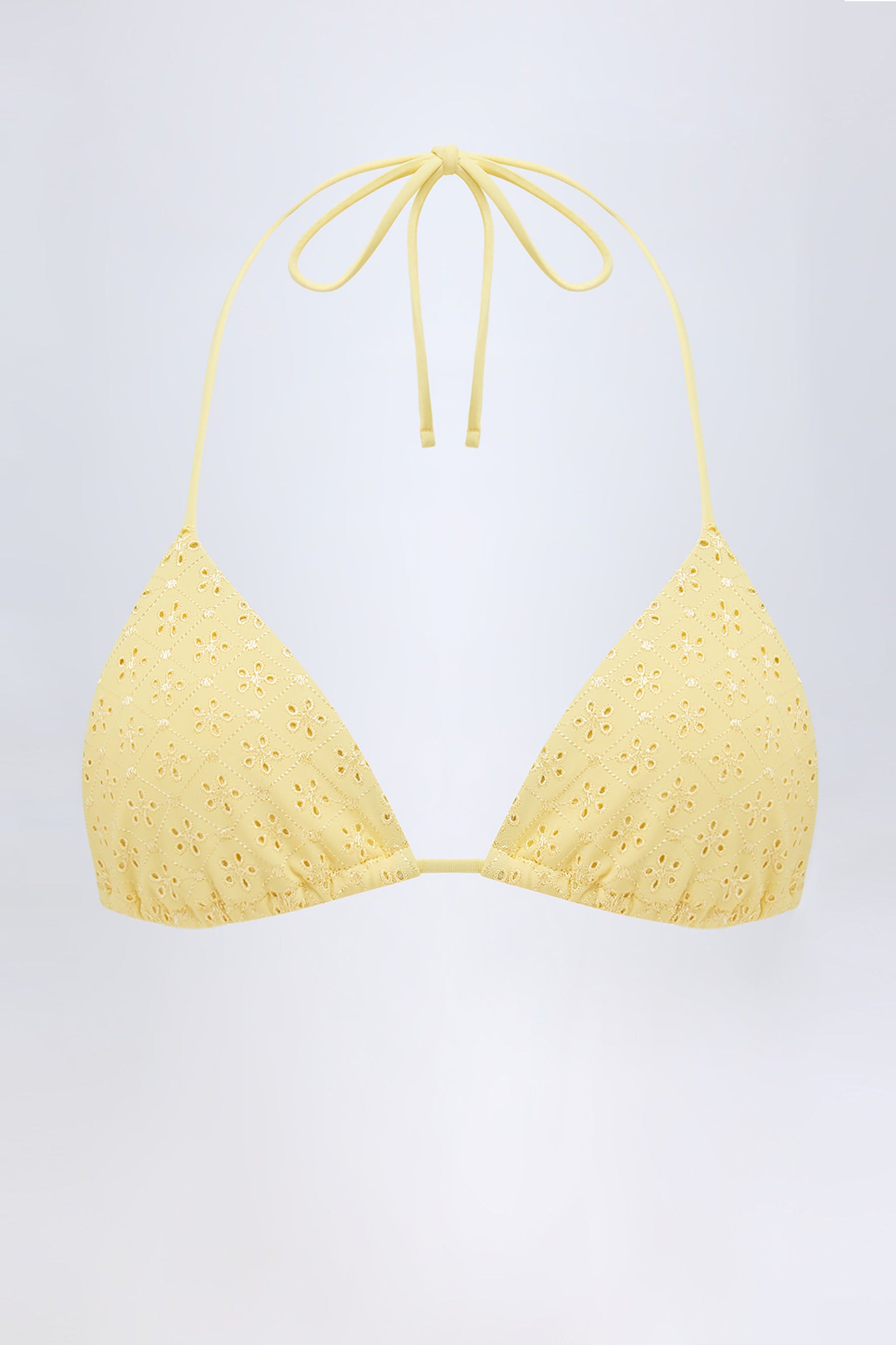 Broderie Anglaise Limon Sarısı Üçgen Bikini Üstü