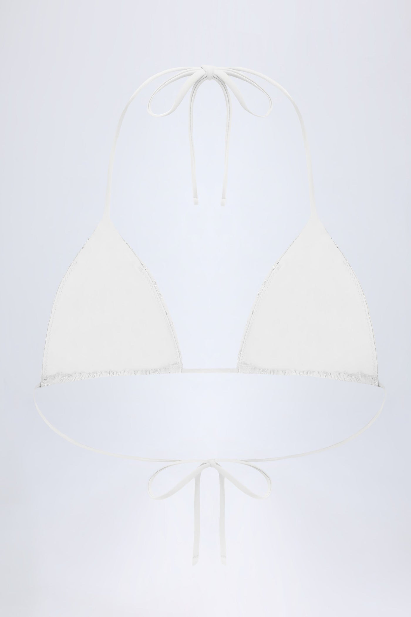 Broderie Anglaise Üçgen Bikini Üstü, Beyaz