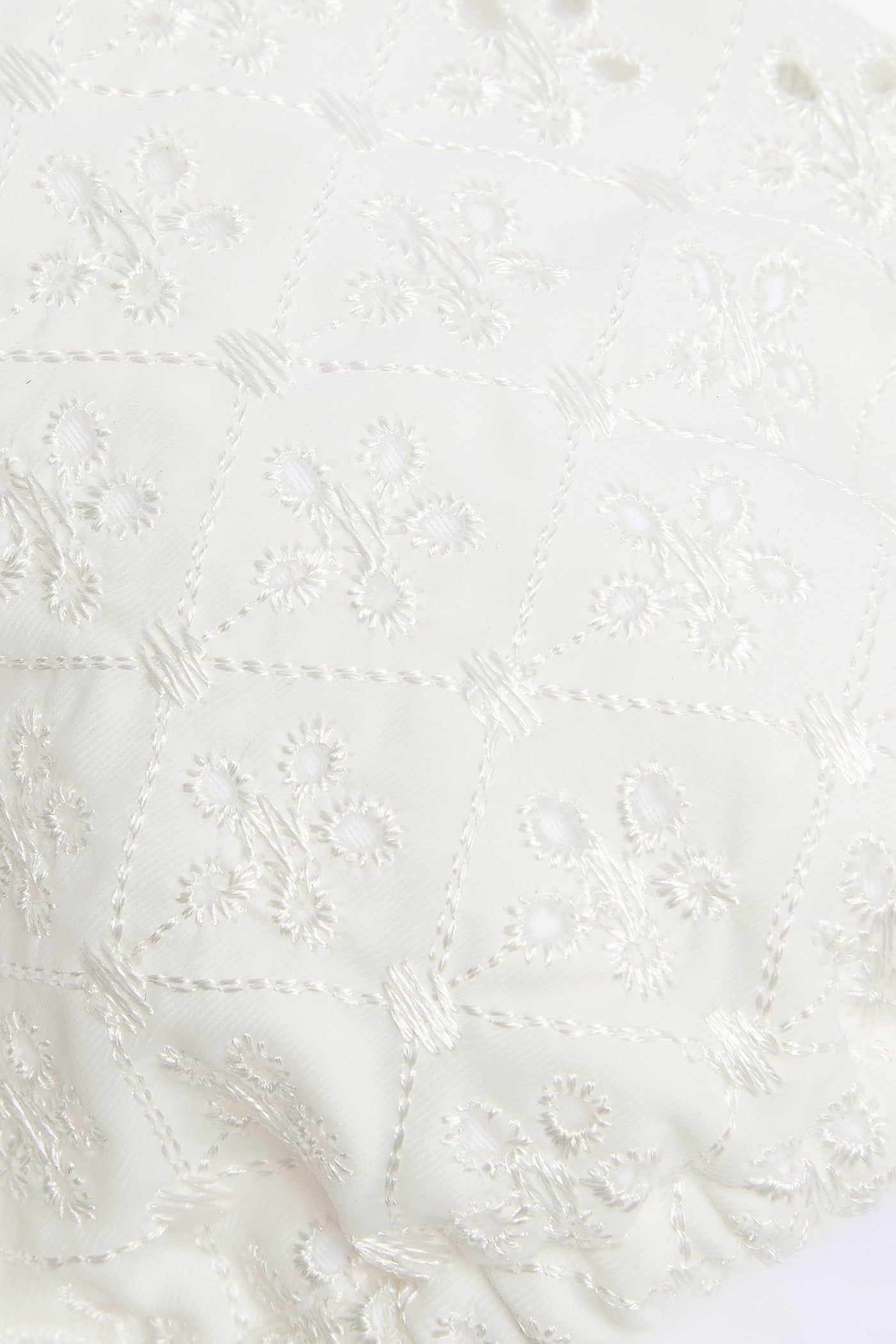 Broderie Anglaise Üçgen Bikini Üstü, Beyaz